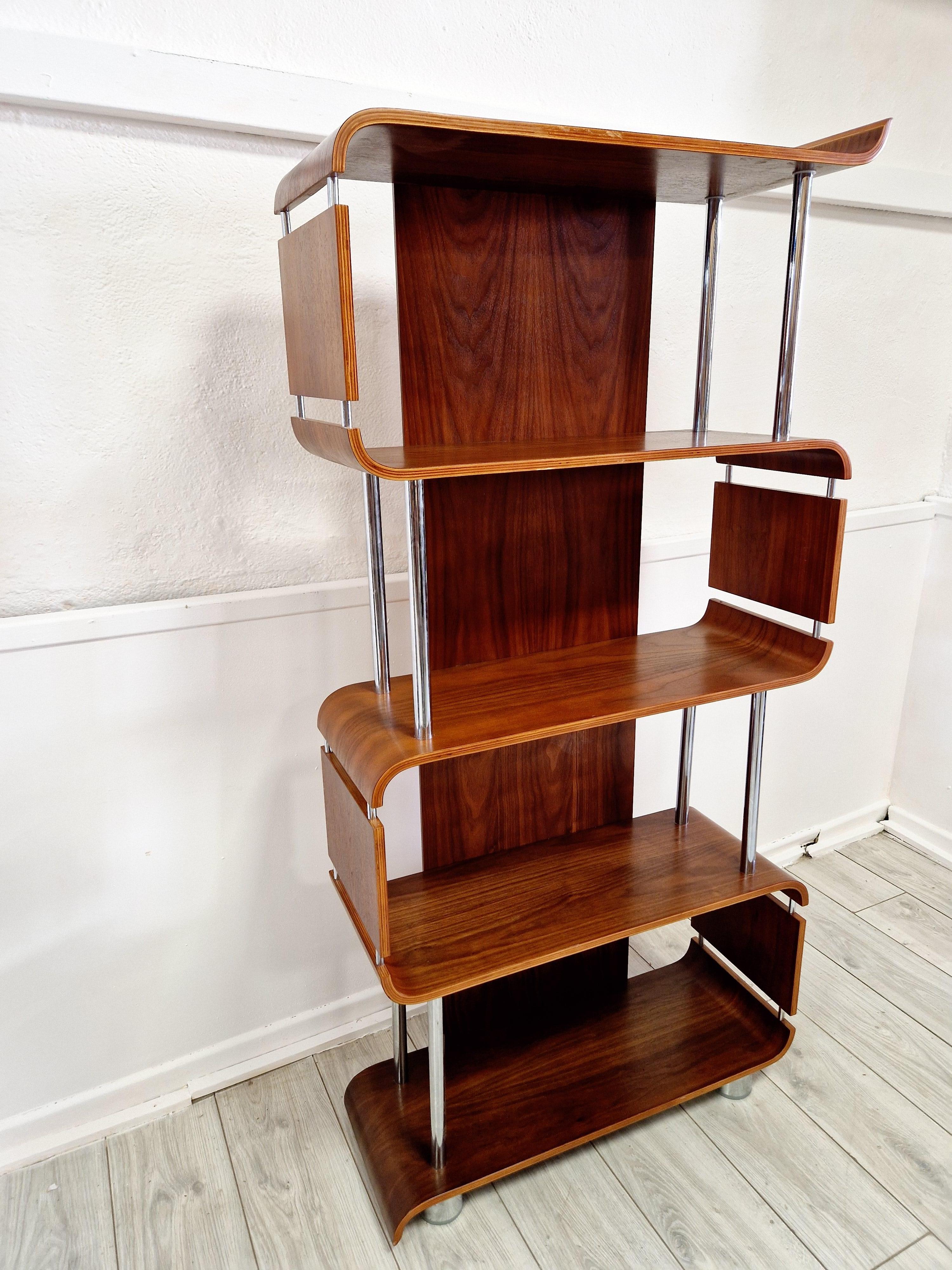 Mid Century Style Walnut Shelving Unit For Sale 4