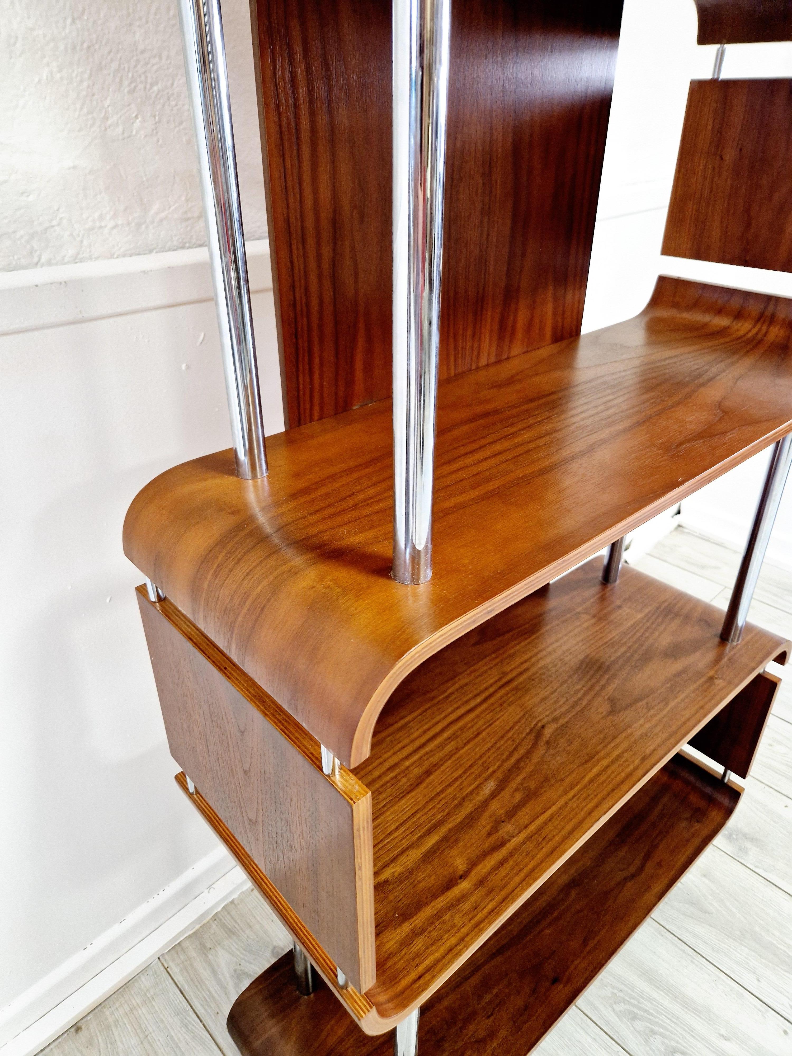British Mid Century Style Walnut Shelving Unit For Sale
