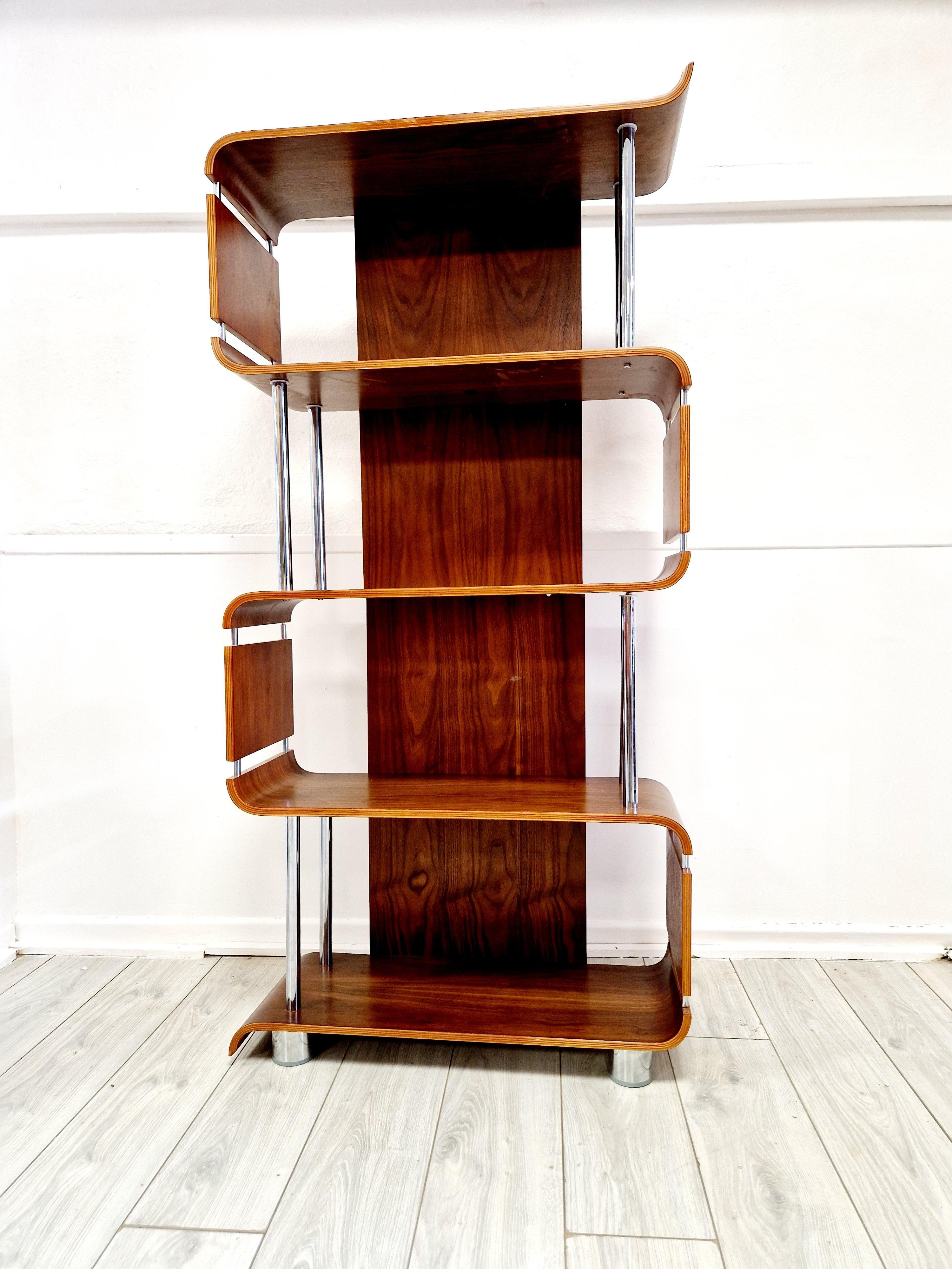 Veneer Mid Century Style Walnut Shelving Unit For Sale