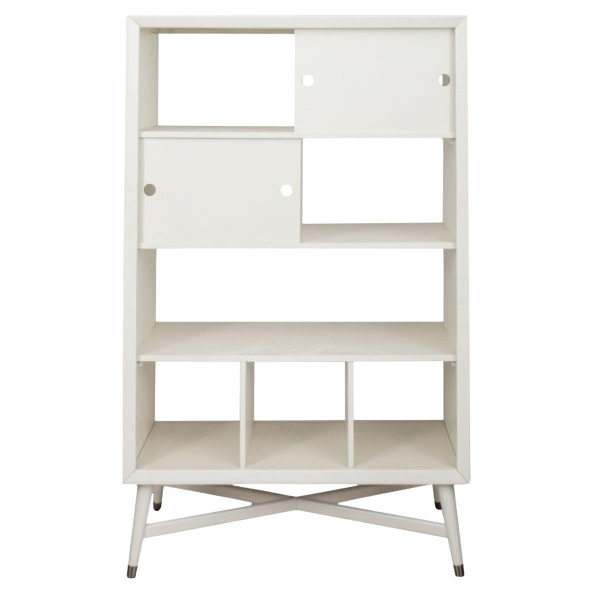 Mid-Century Style White Lacquered Bookcase