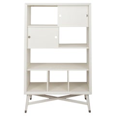 Antique Mid-Century Style White Lacquered Bookcase