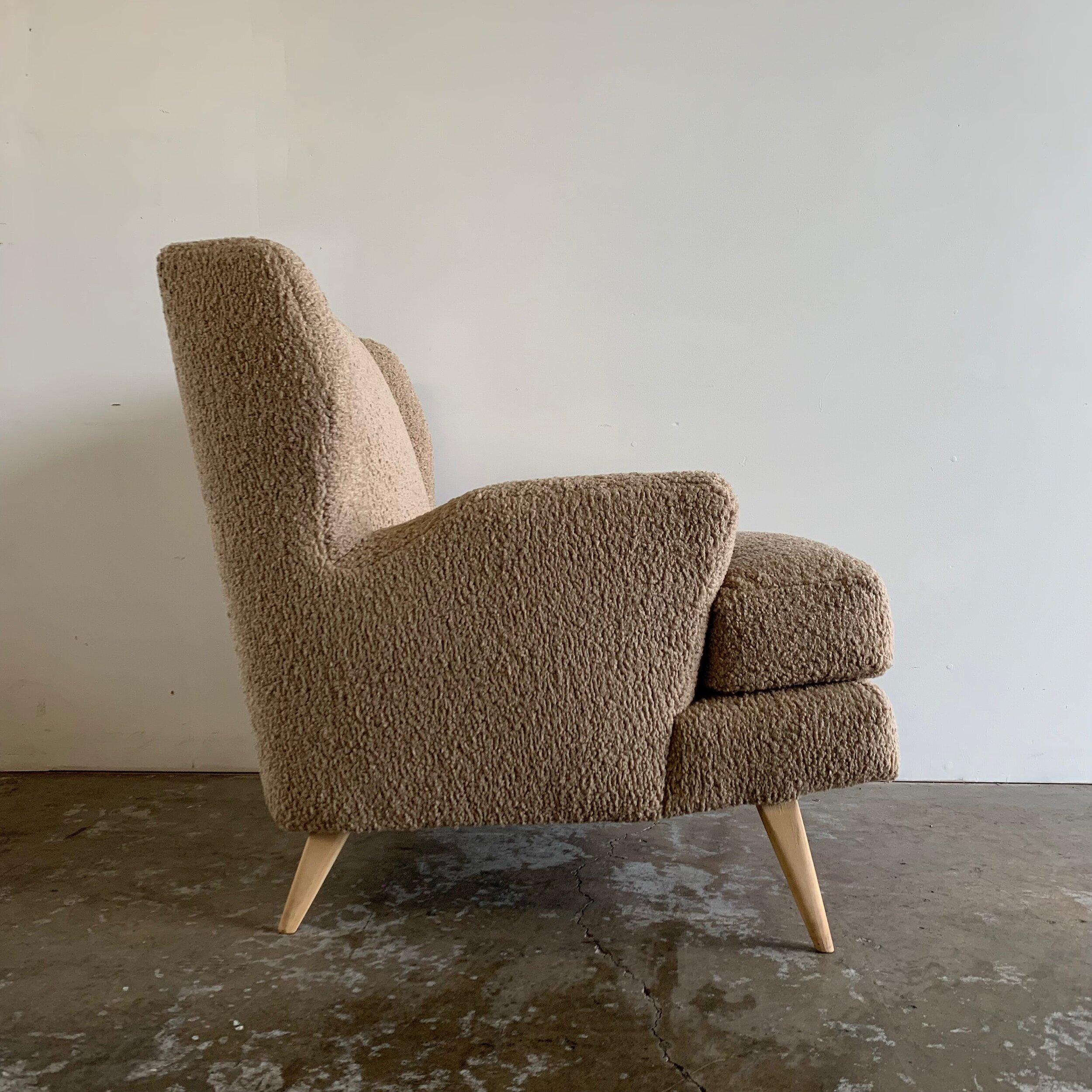Mid Century Style Wingback Chair in Toast For Sale 5