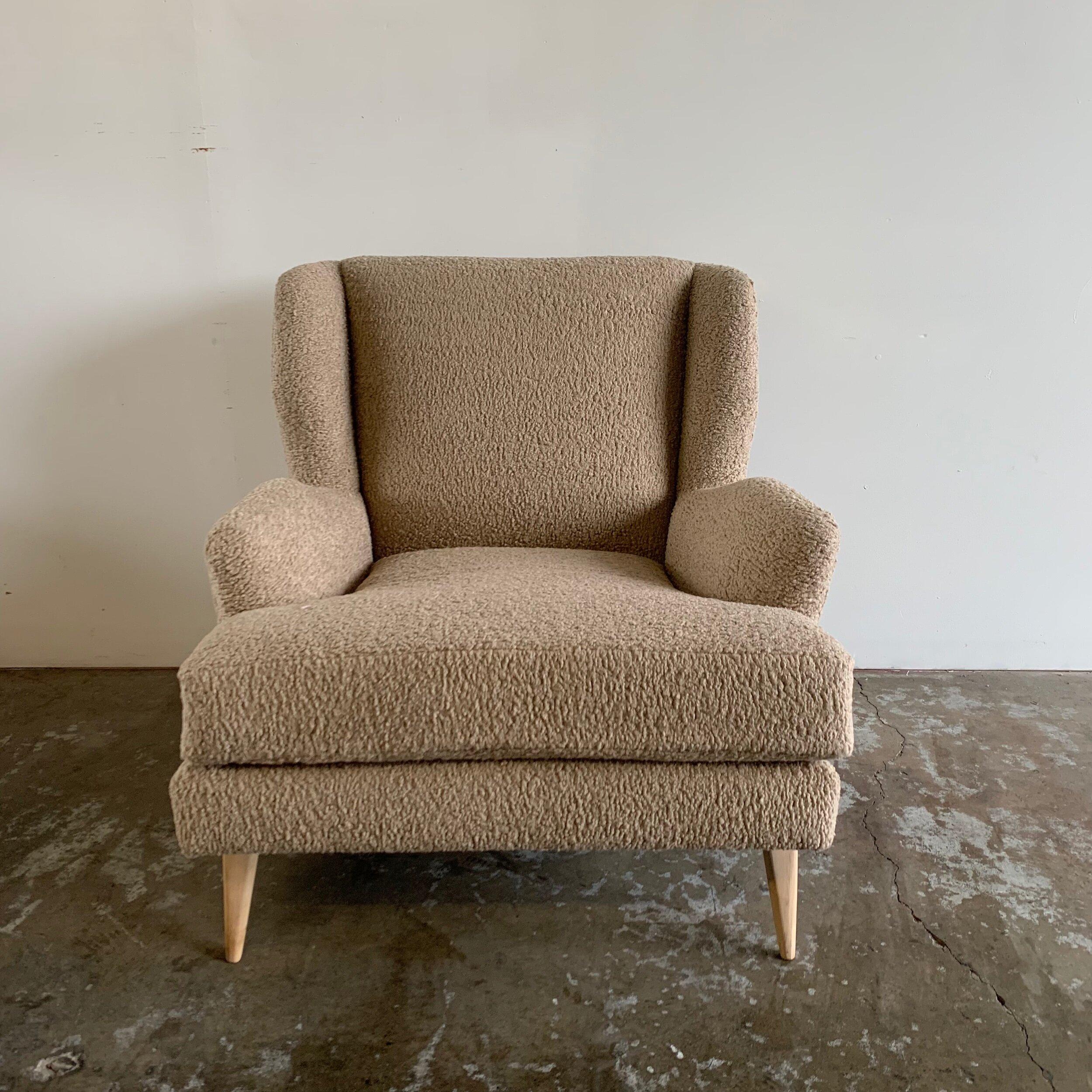 Mid-Century Modern Mid Century Style Wingback Chair in Toast For Sale