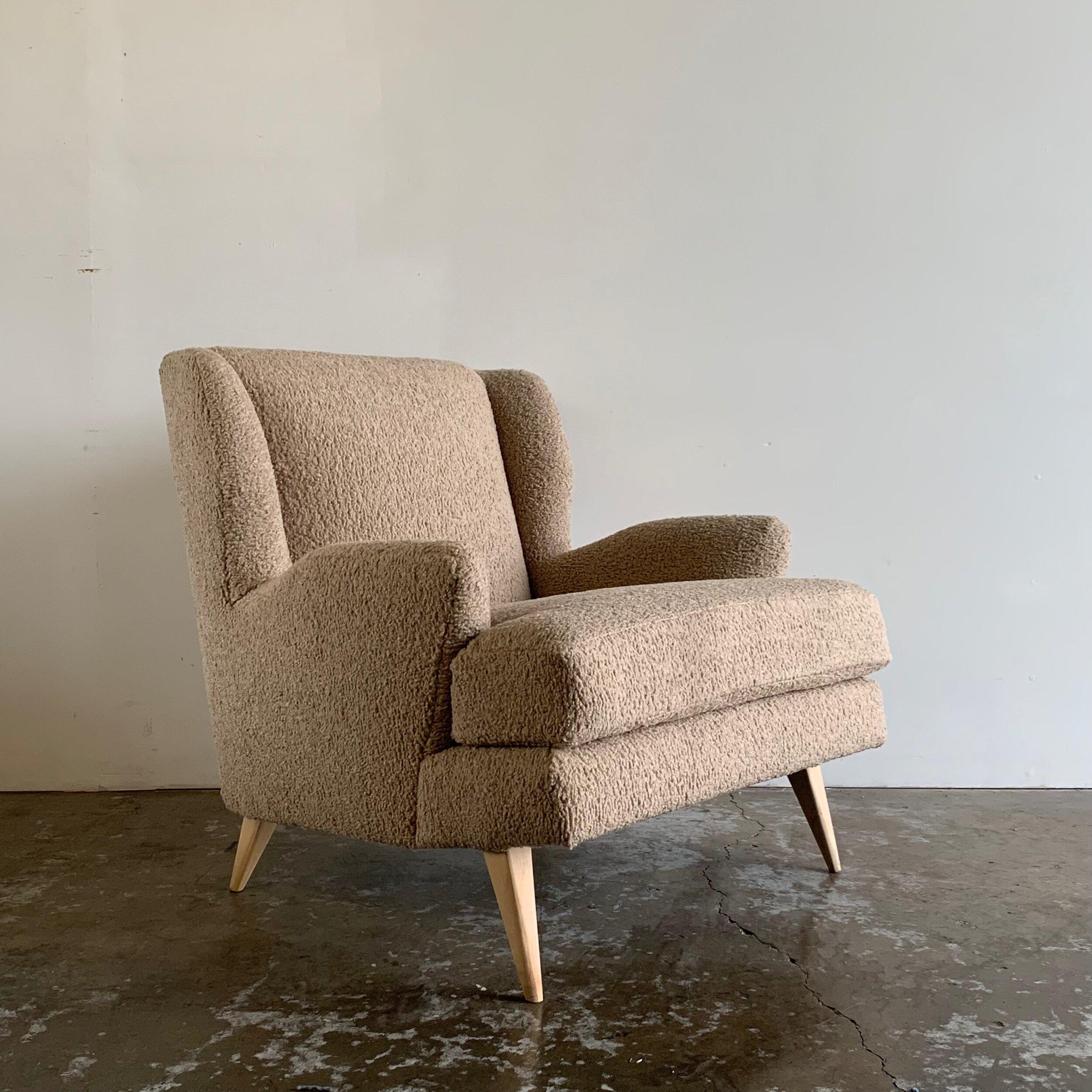 Mid Century Style Wingback Chair in Toast In Excellent Condition For Sale In Los Angeles, CA