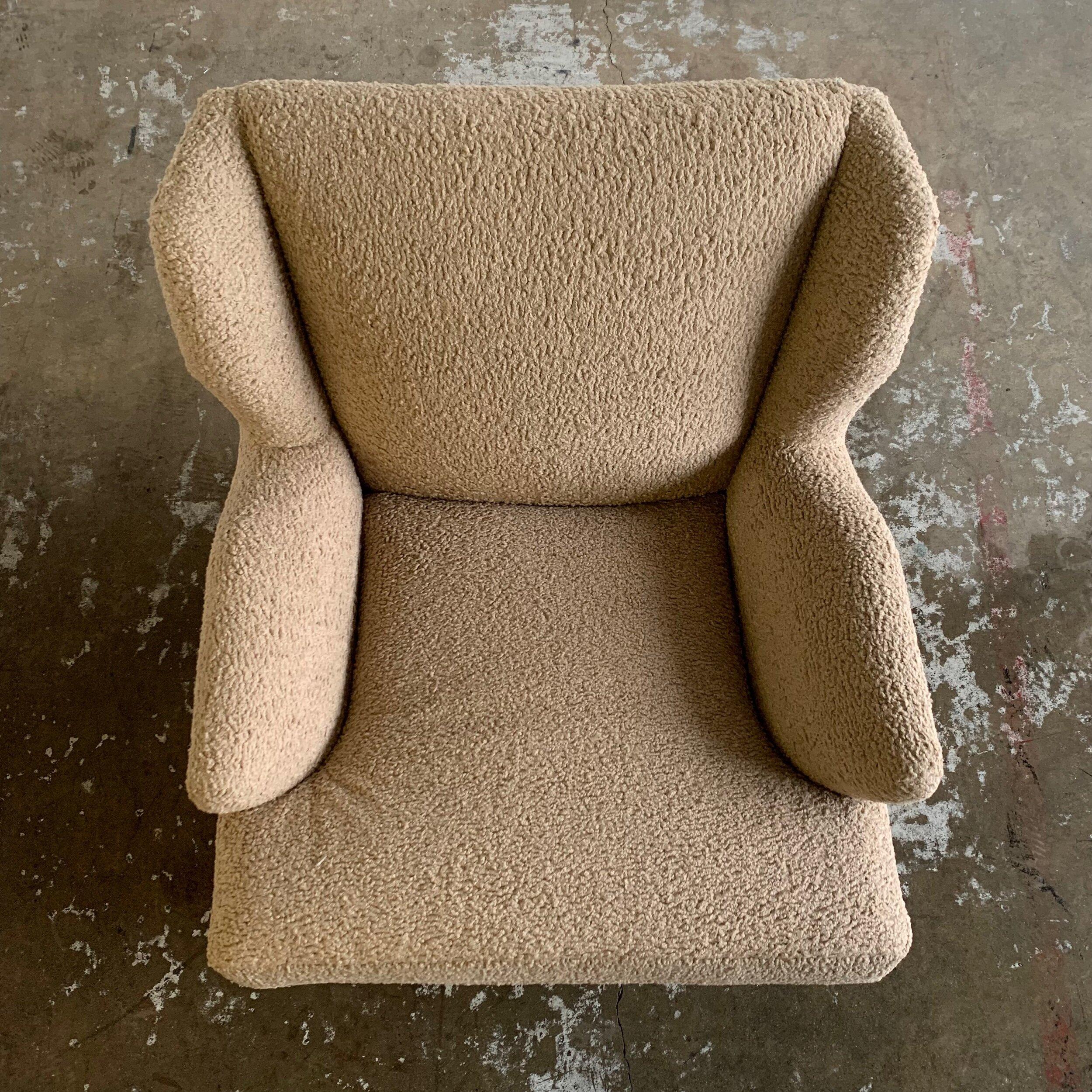 Upholstery Mid Century Style Wingback Chair in Toast For Sale