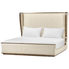 Midcentury Style Winged King Size Bed