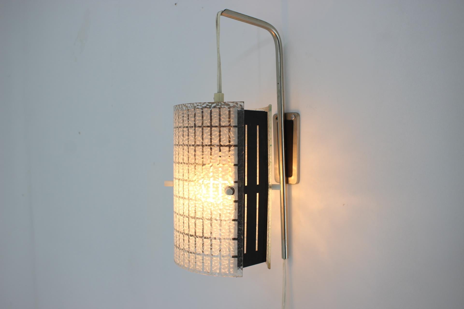 Mid-Century Modern Mid-Century Stylish Glass Design Lamp, Czechoslovakia / 1960’s For Sale