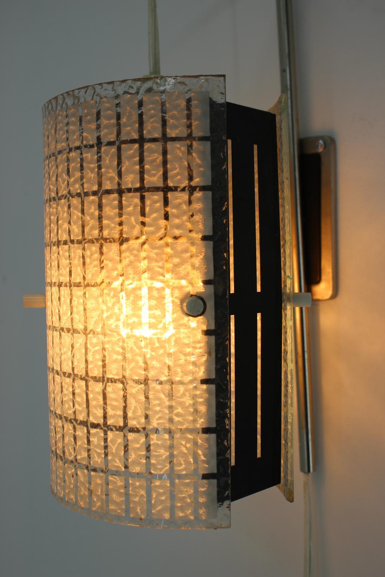 Mid-Century Stylish Glass Design Lamp, Czechoslovakia / 1960’s In Good Condition For Sale In Praha, CZ