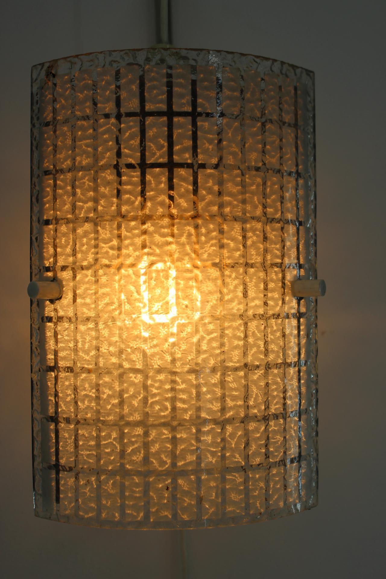 Mid-20th Century Mid-Century Stylish Glass Design Lamp, Czechoslovakia / 1960’s For Sale