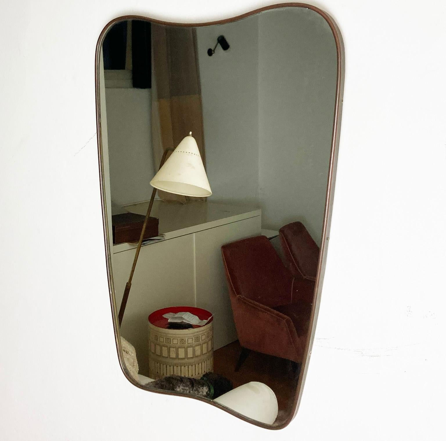 Mid Century talian Brass Wall Mirror  by Fontana Arte, Milano 1950s 2