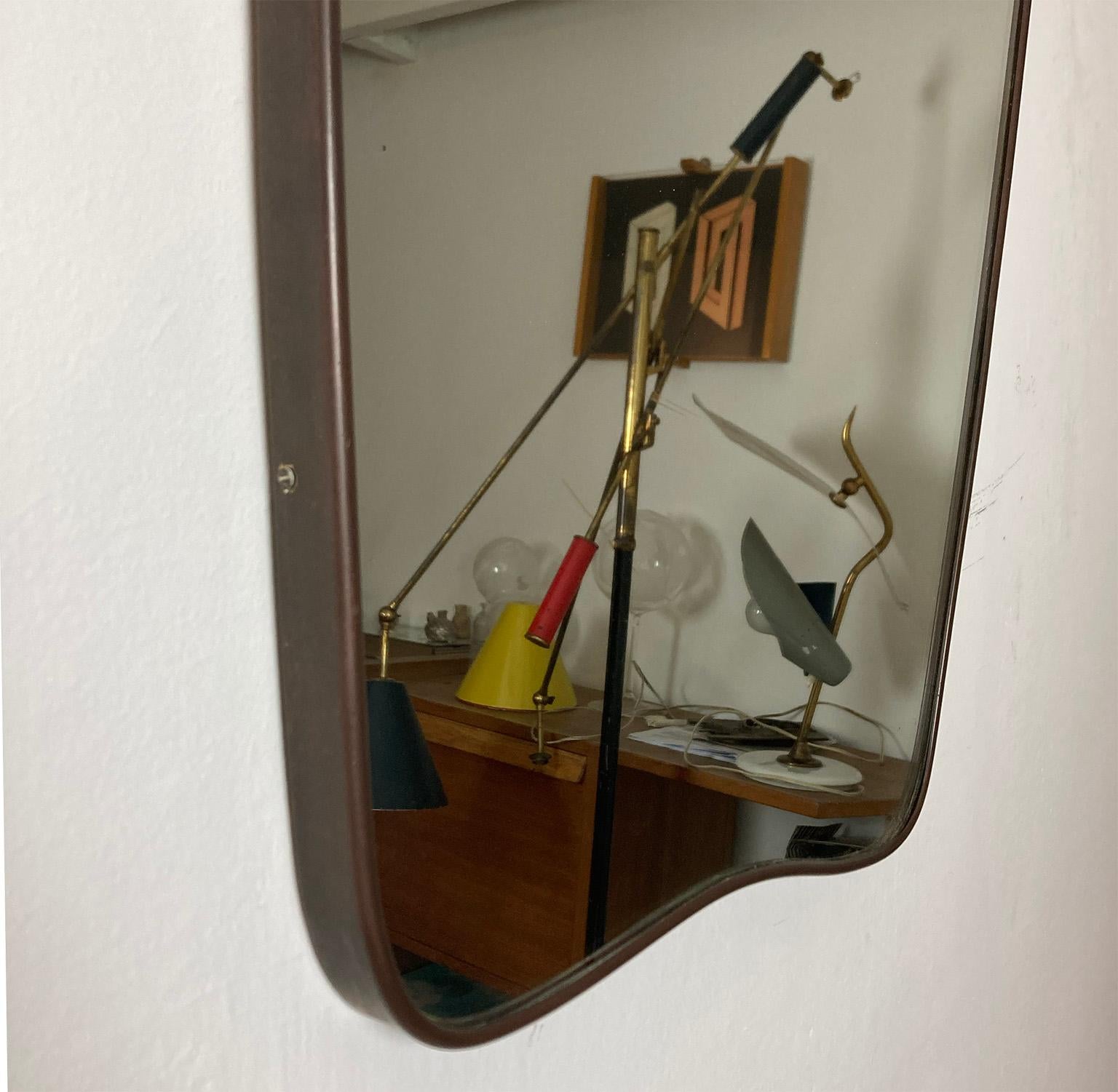 Mid Century talian Brass Wall Mirror  by Fontana Arte, Milano 1950s 3