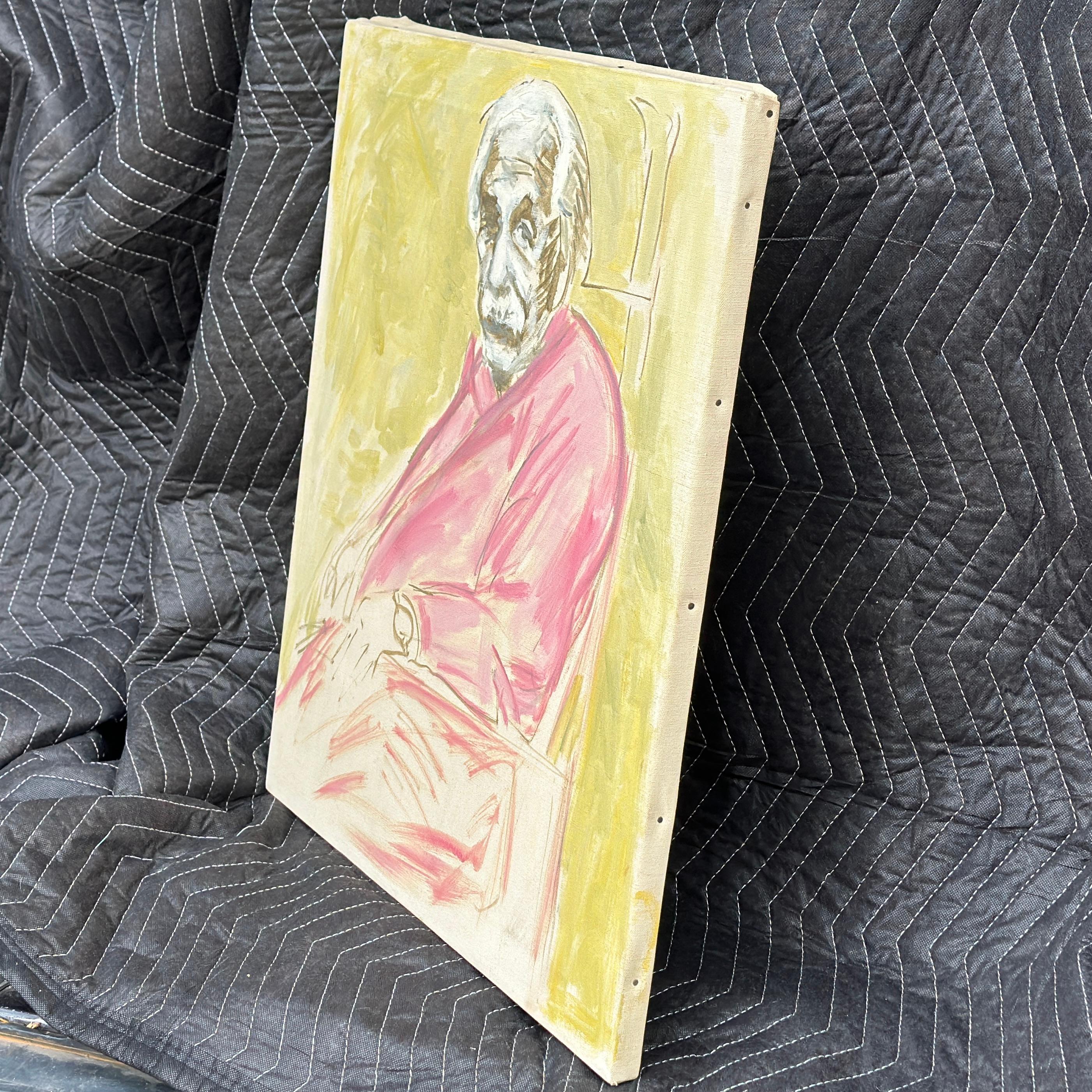 Stilisiertes Porträt von Albert Einstein, Original, Ölgemälde auf Leinwand, Mid-Century im Angebot 3