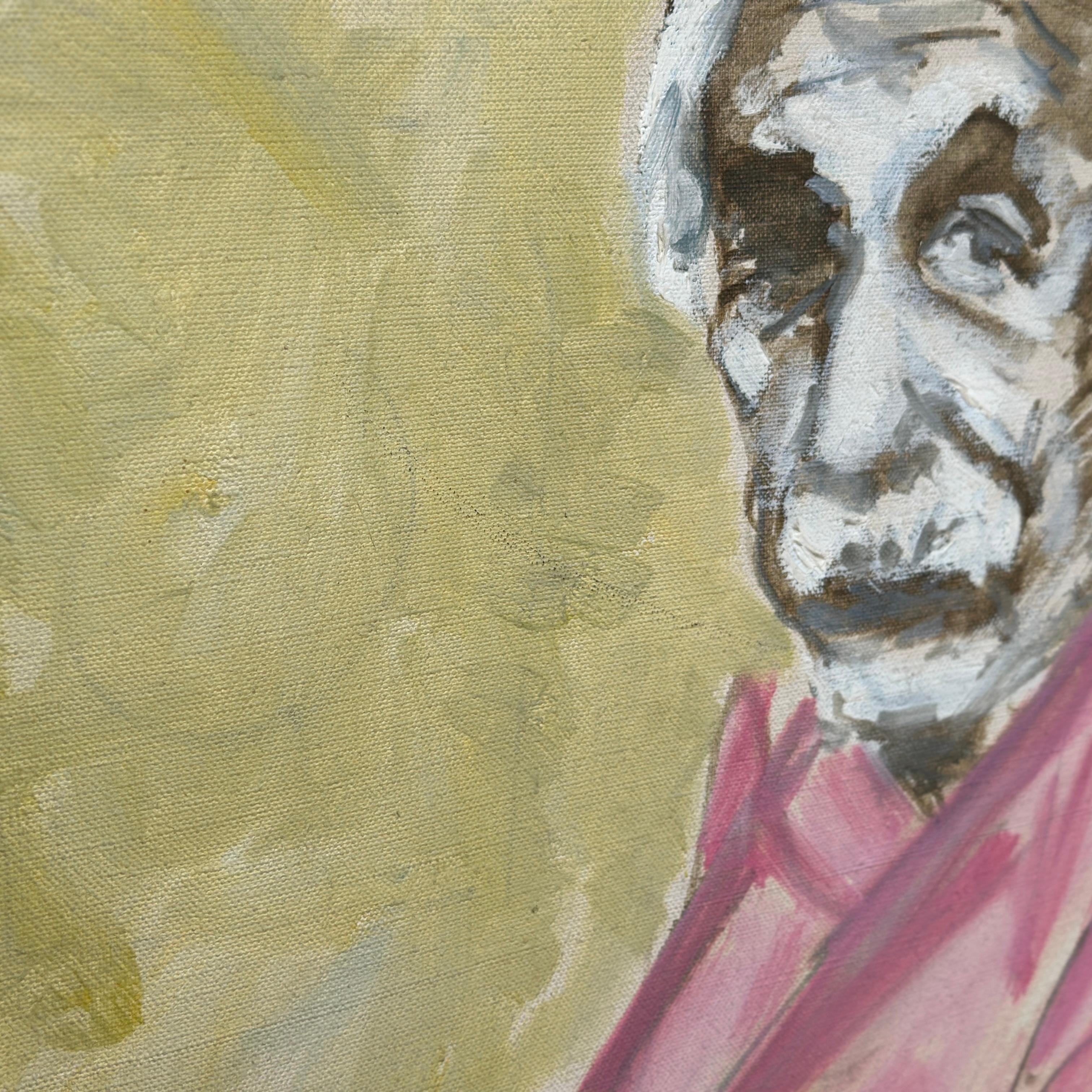 Stilisiertes Porträt von Albert Einstein, Original, Ölgemälde auf Leinwand, Mid-Century im Angebot 5