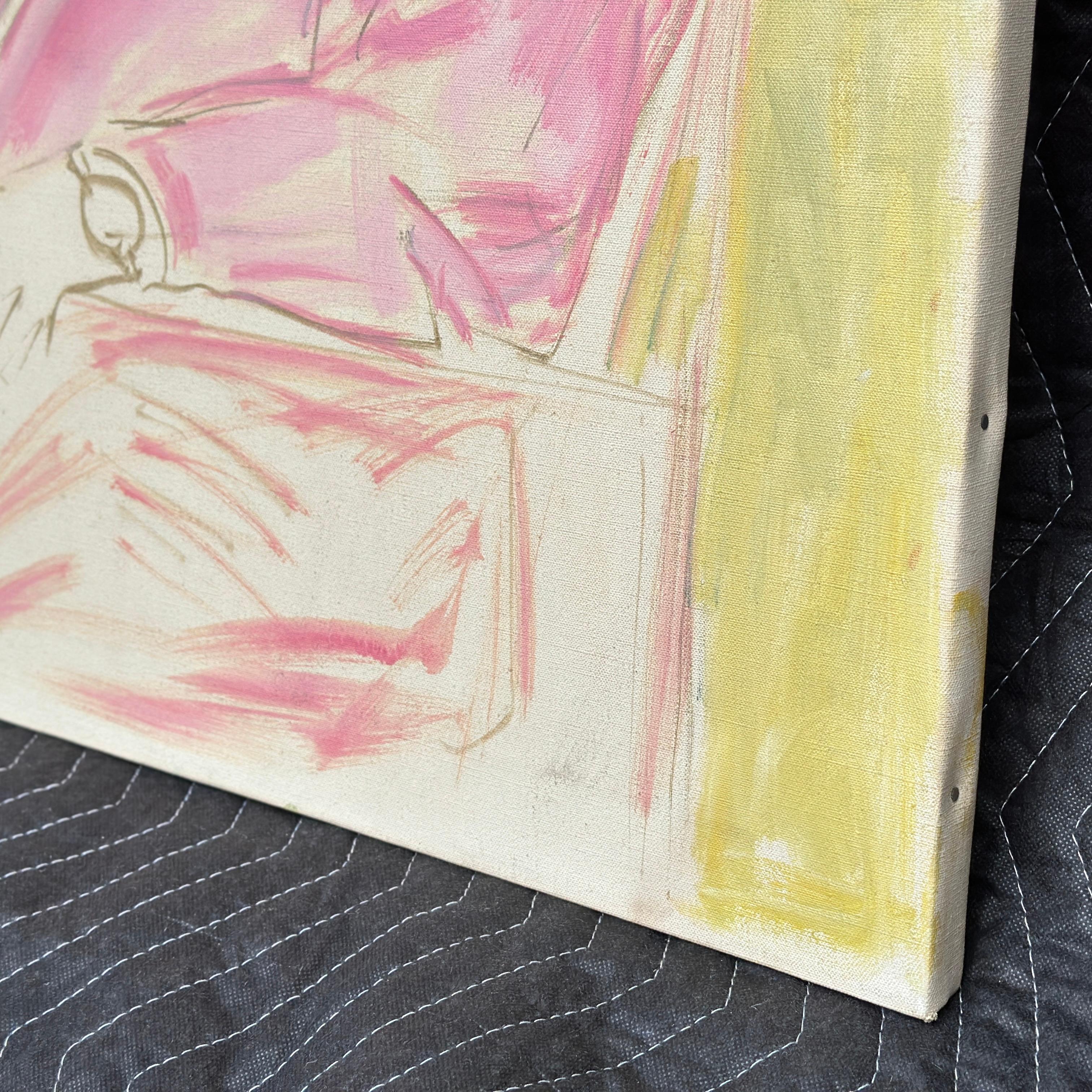 Stilisiertes Porträt von Albert Einstein, Original, Ölgemälde auf Leinwand, Mid-Century im Angebot 6