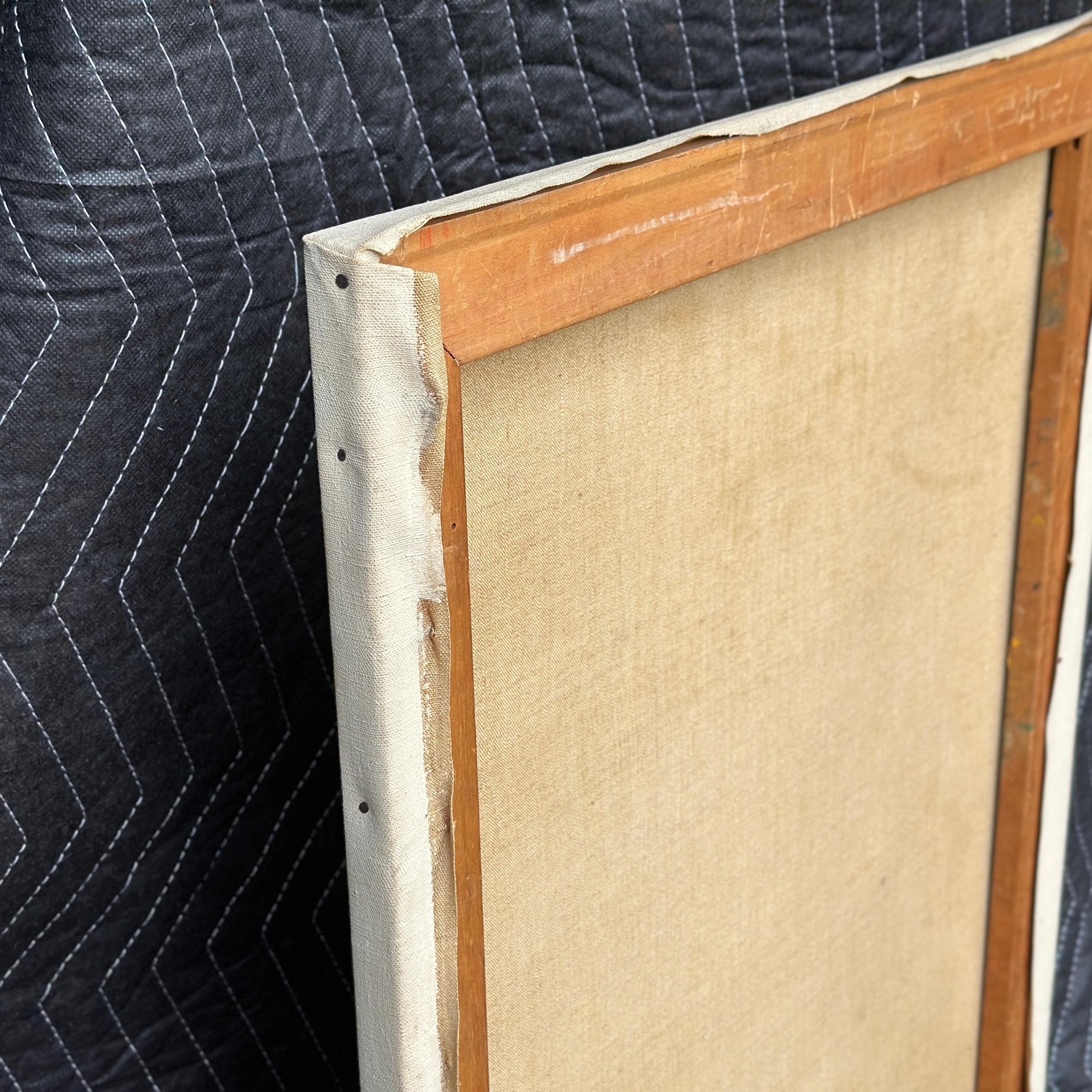 Stilisiertes Porträt von Albert Einstein, Original, Ölgemälde auf Leinwand, Mid-Century im Angebot 1