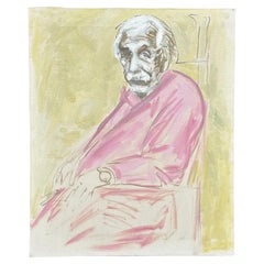 Retrato estilizado de mediados de siglo de Albert Einstein Pintura al óleo original sobre lienzo
