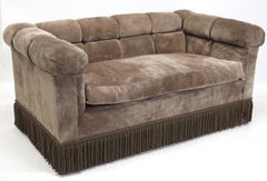 Mid-Century Suede Chesterfield Sofa by Dunbar