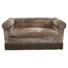 Used Mid-Century Suede Chesterfield Sofa by Dunbar