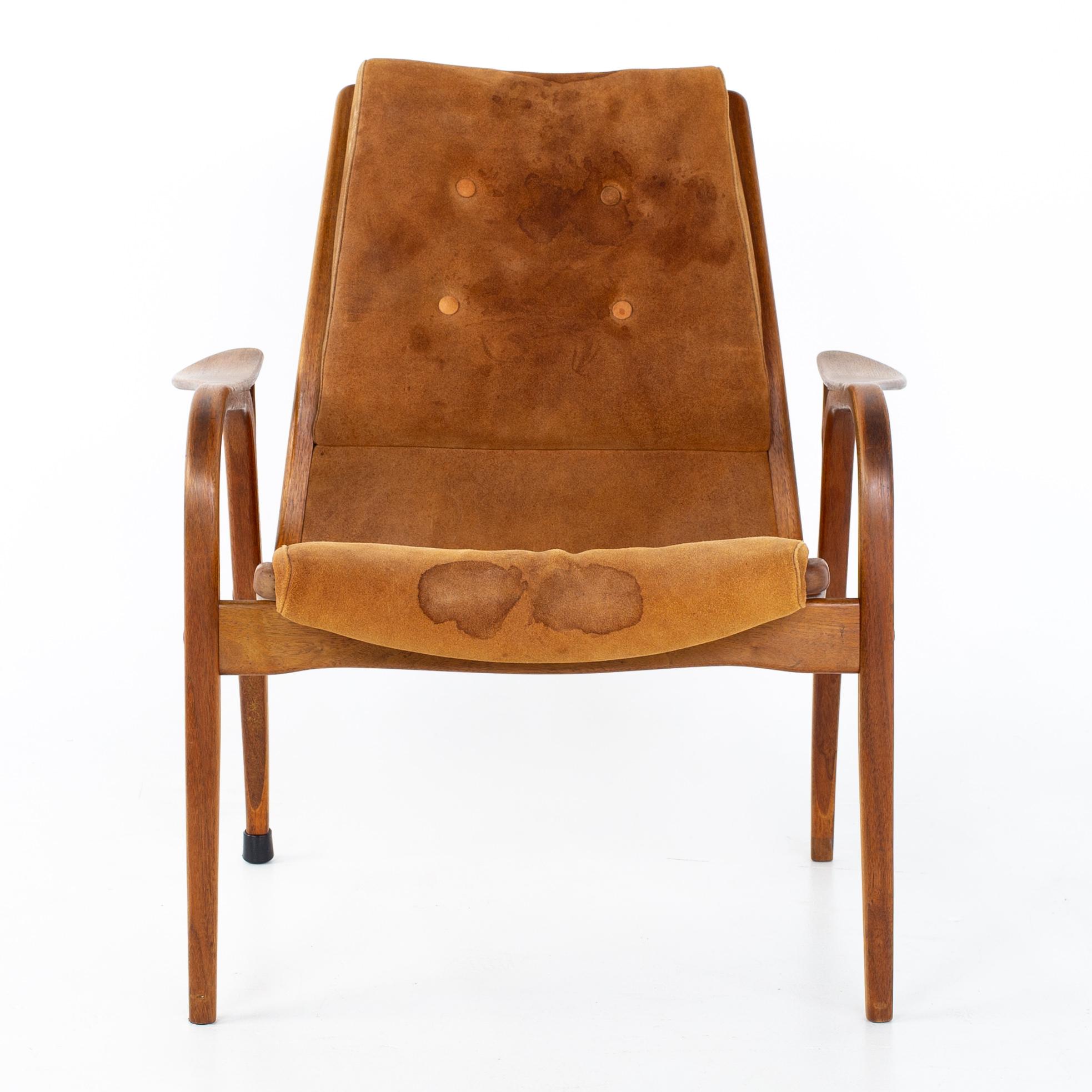 Mid-Century Modern Mid Century Suede Swedish Lounge Chair