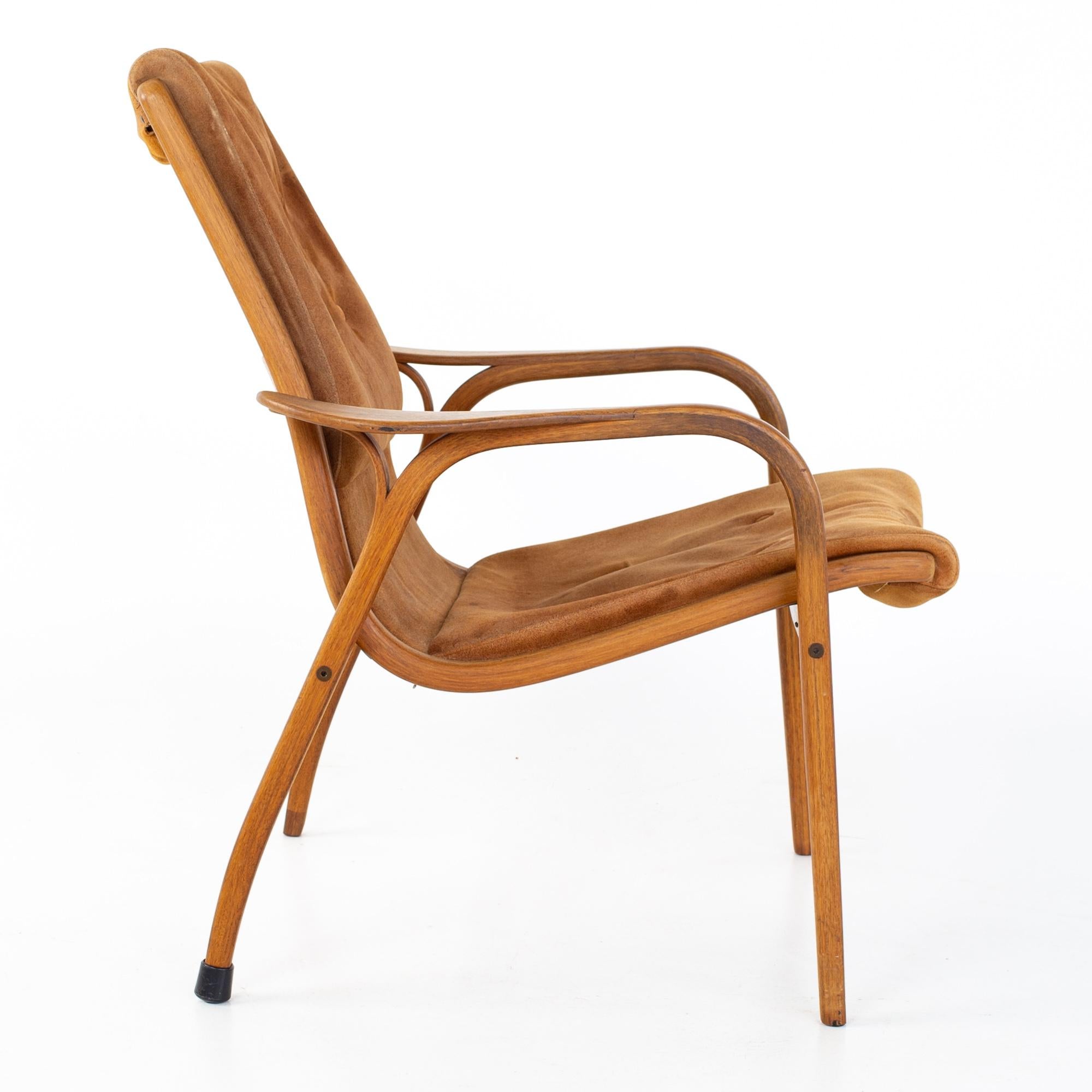 Mid Century Suede Swedish Lounge Chair 2
