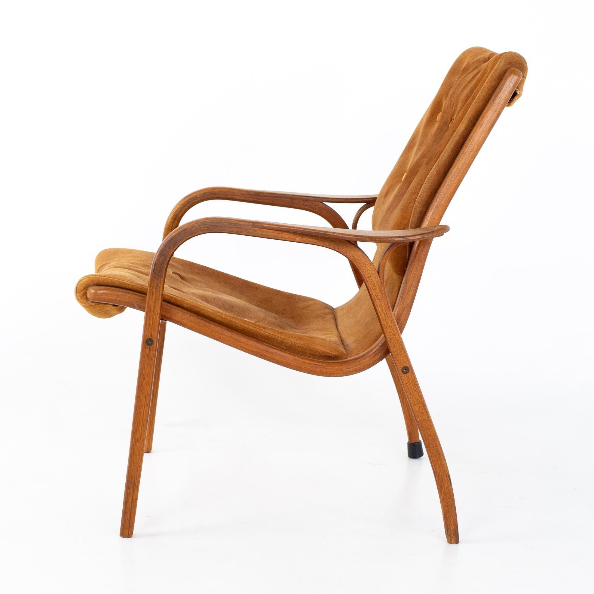 Mid Century Suede Swedish Lounge Chair 3