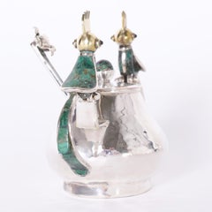 Mid-Century Sugar Bowl and Spoon with Birds by Los Castillo