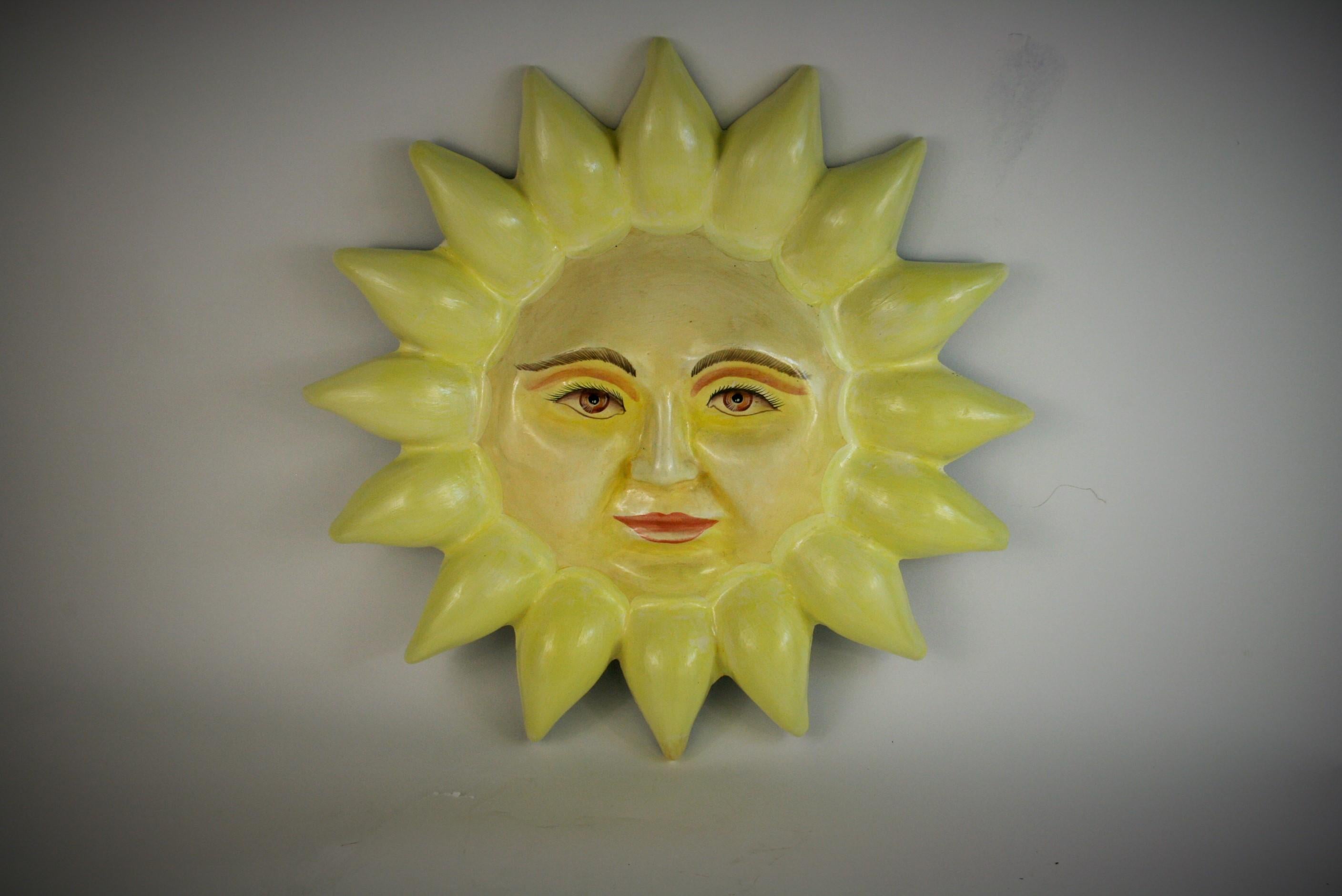 Midcentury Sun Papier Mâché Folk Art  Wall Sculpture Sergio Bustamante 3