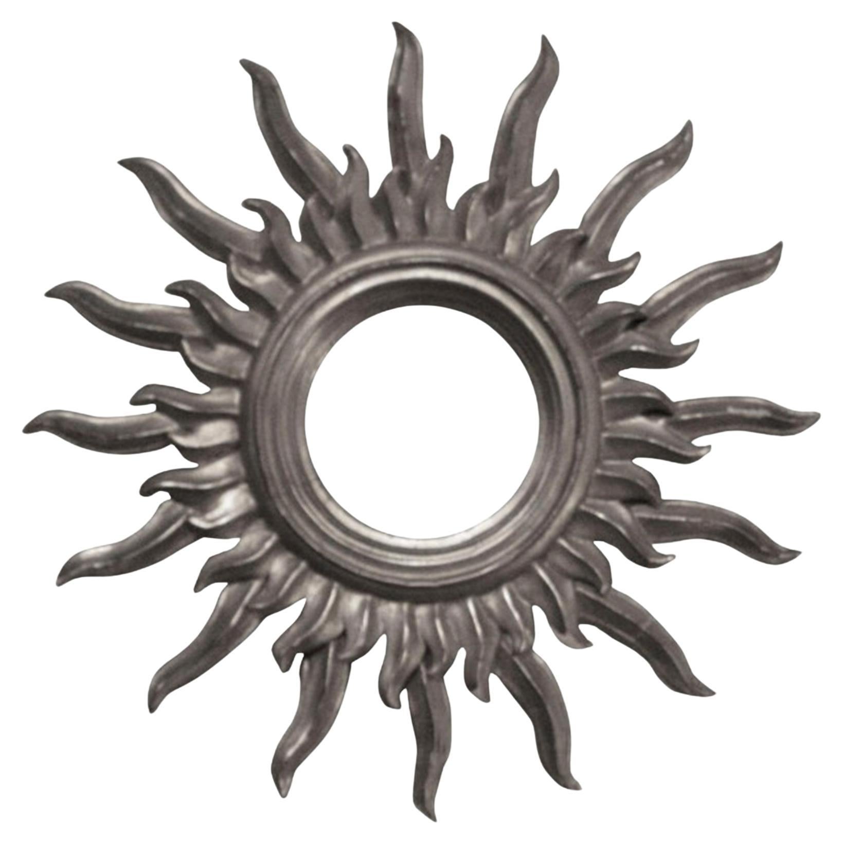 Mid-Century Sun Silver Wood French Mirror, 1960
