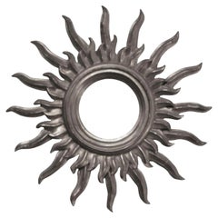 Mid-Century Sun Silver Wood French Mirror, 1960