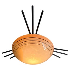 Mid-Century “Sunburst” Flush Mount / Wall Light, Hand-blown Glass