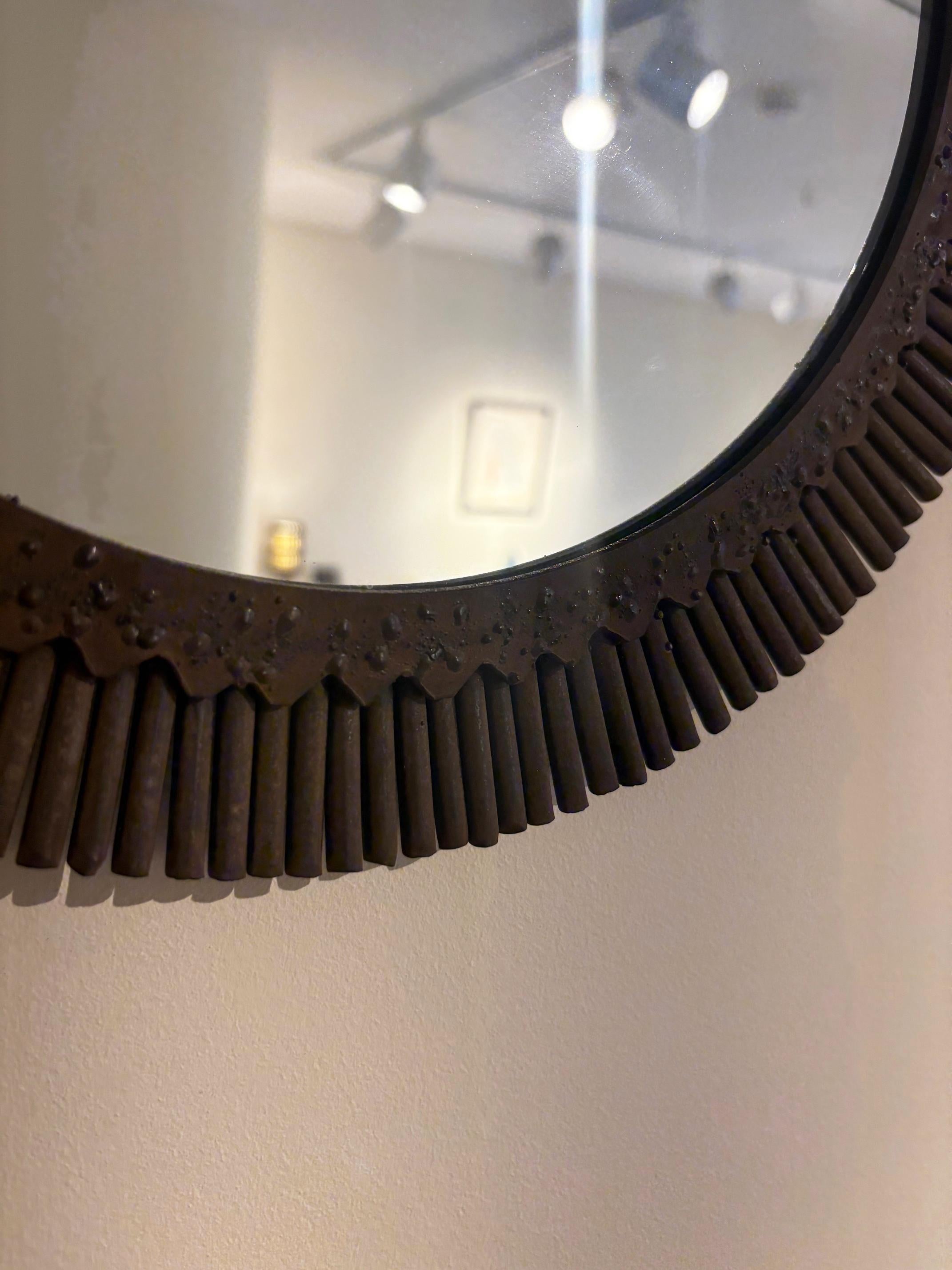 French Mid-Century Sunburst Mirror For Sale