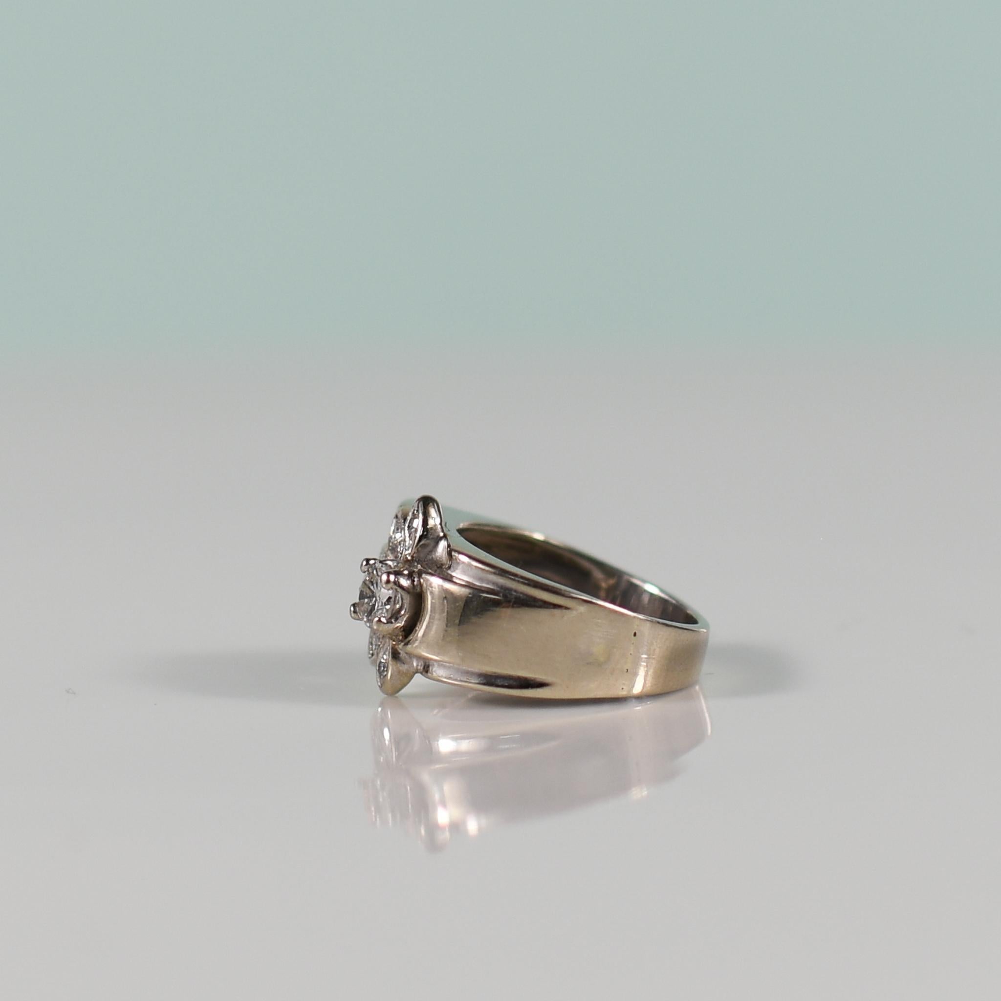 Women's Mid-Century Sunflower Diamond Ring For Sale