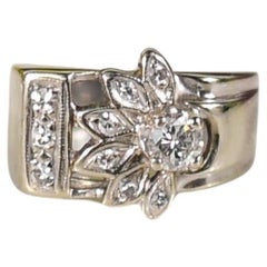 Retro Mid-Century Sunflower Diamond Ring