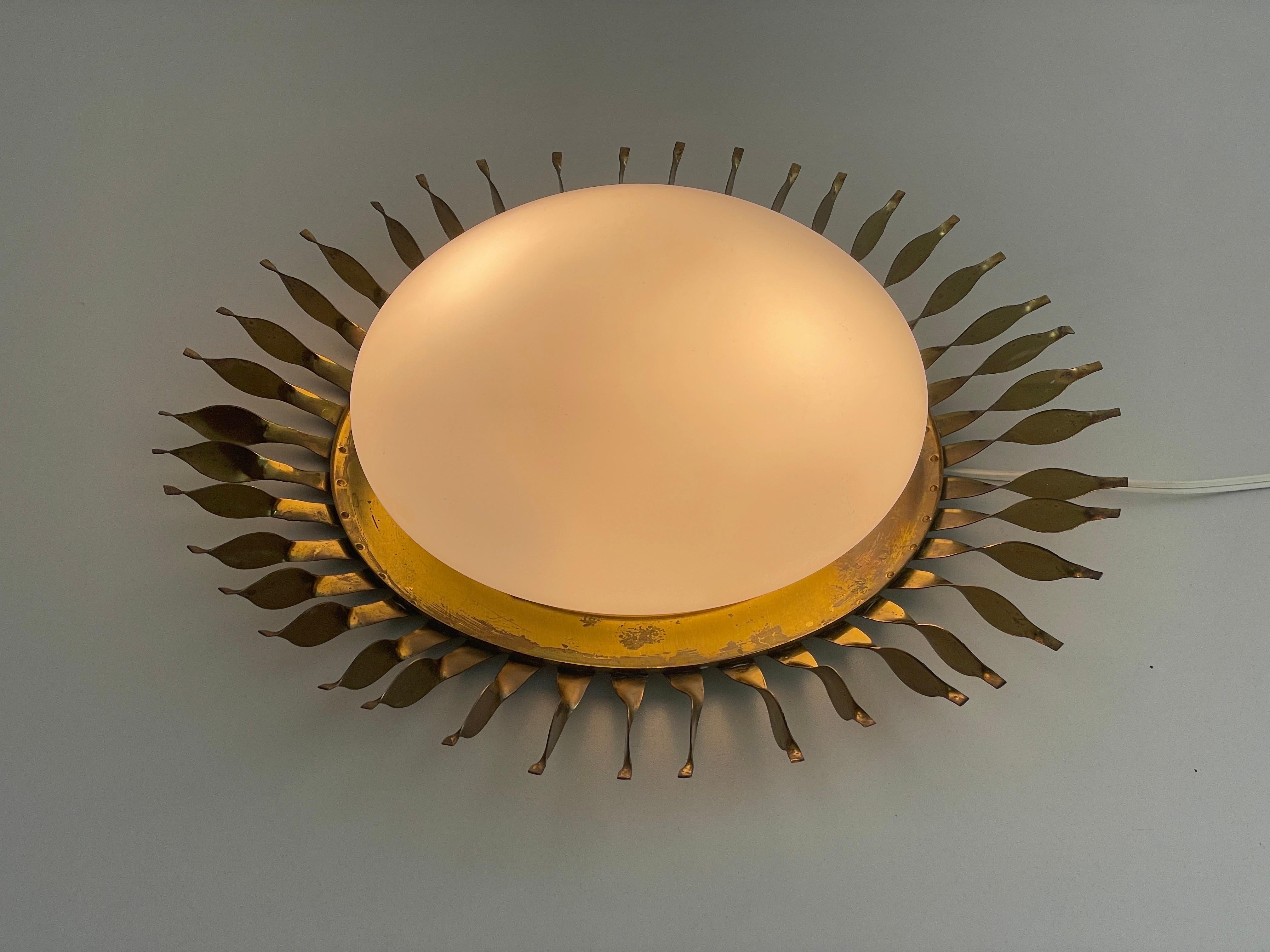 Mid-century Sunshine Design Opaline Glass Flush Mount Light, 1960s, Germany For Sale 4