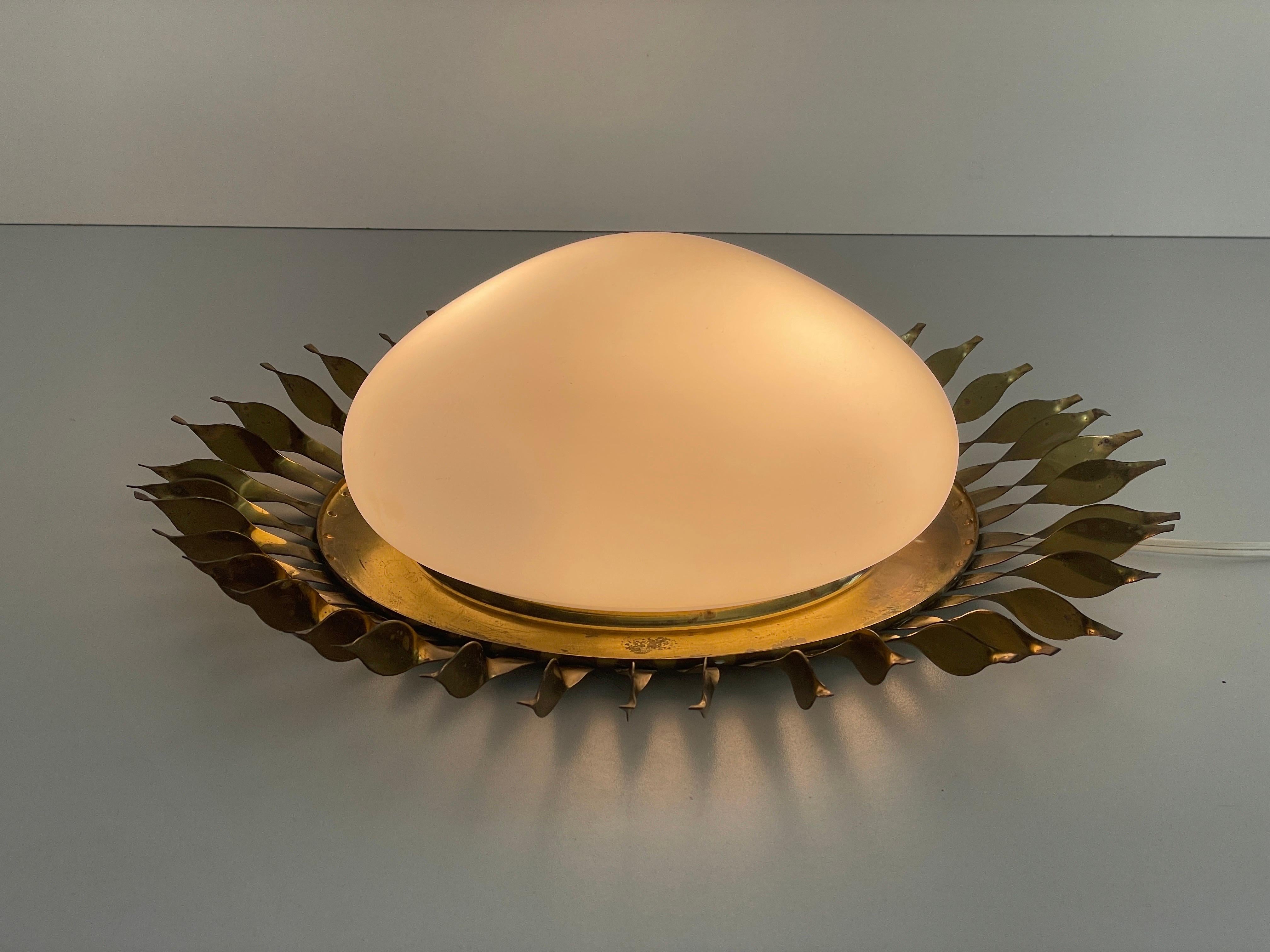 Mid-century Sunshine Design Opaline Glass Flush Mount Light, 1960s, Germany For Sale 5