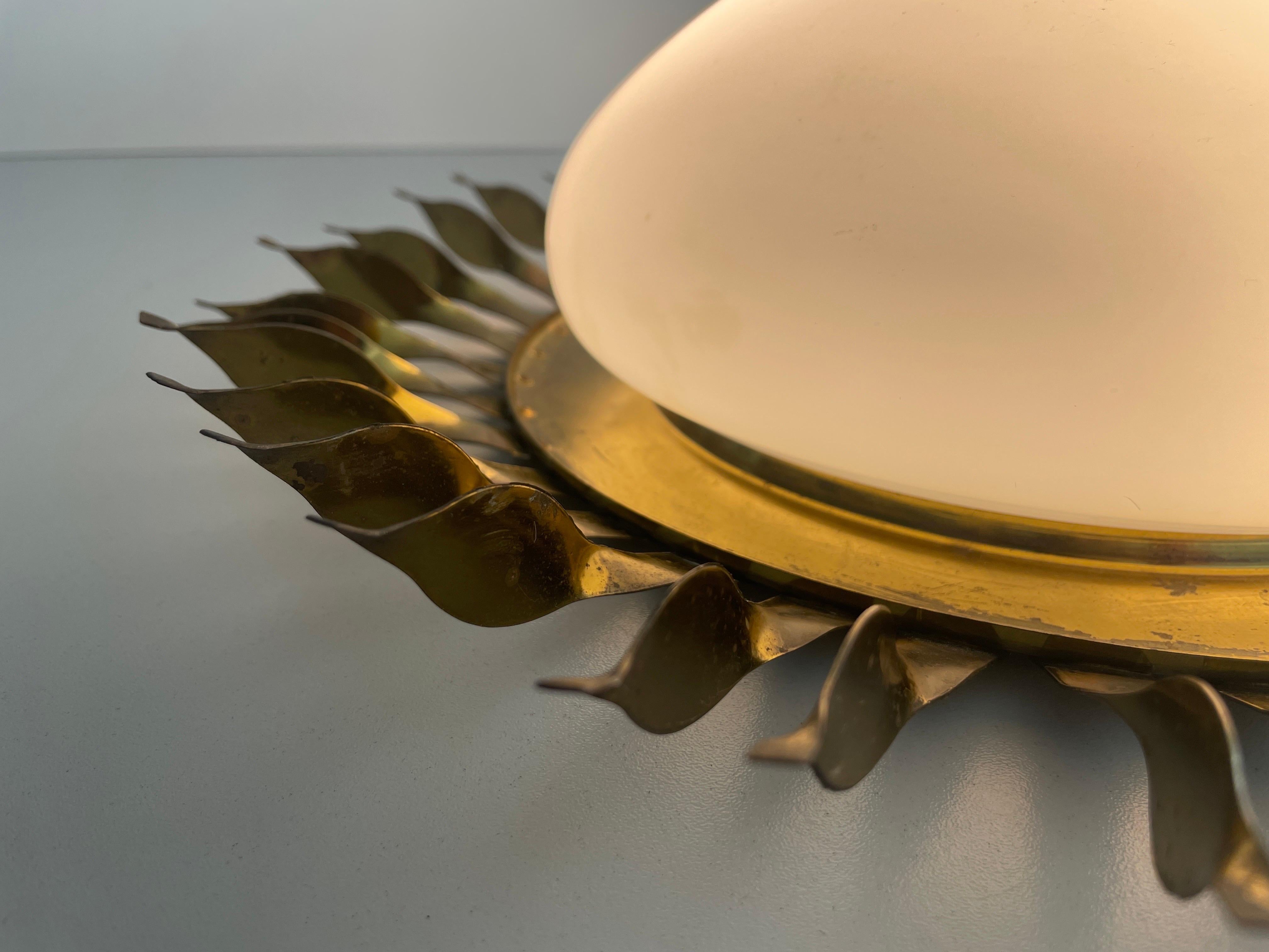 Mid-century Sunshine Design Opaline Glass Flush Mount Light, 1960s, Germany 8