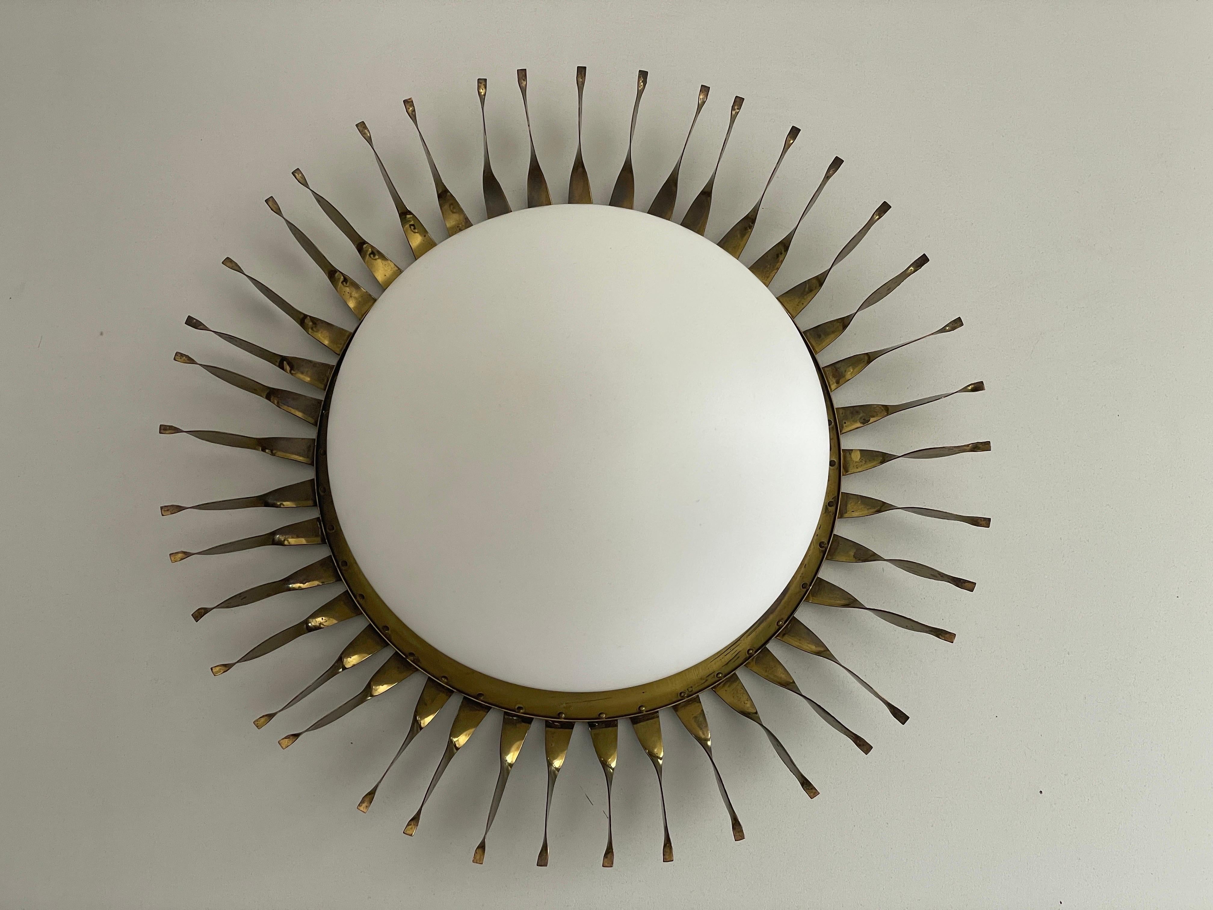 Mid-Century Modern Mid-century Sunshine Design Opaline Glass Flush Mount Light, 1960s, Germany