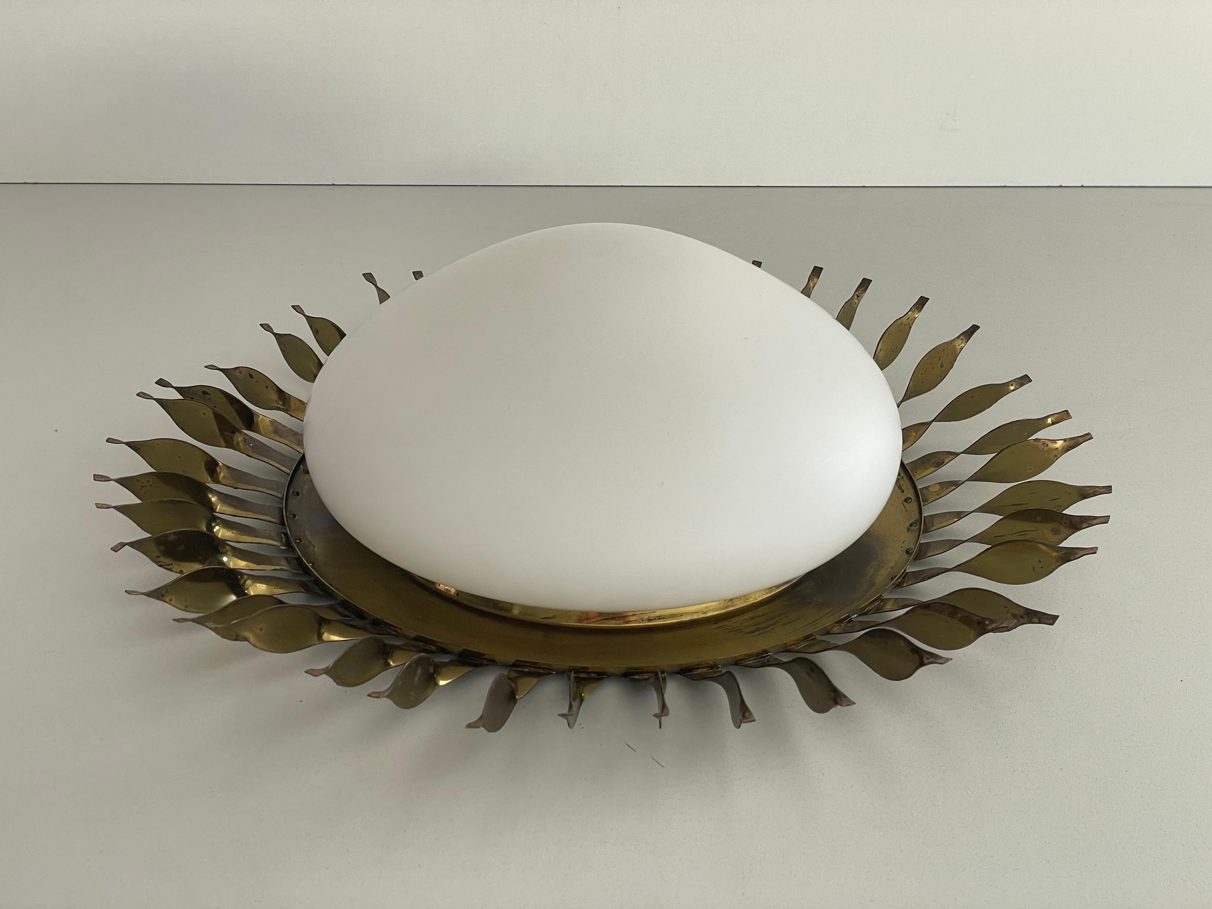 Mid-20th Century Mid-century Sunshine Design Opaline Glass Flush Mount Light, 1960s, Germany