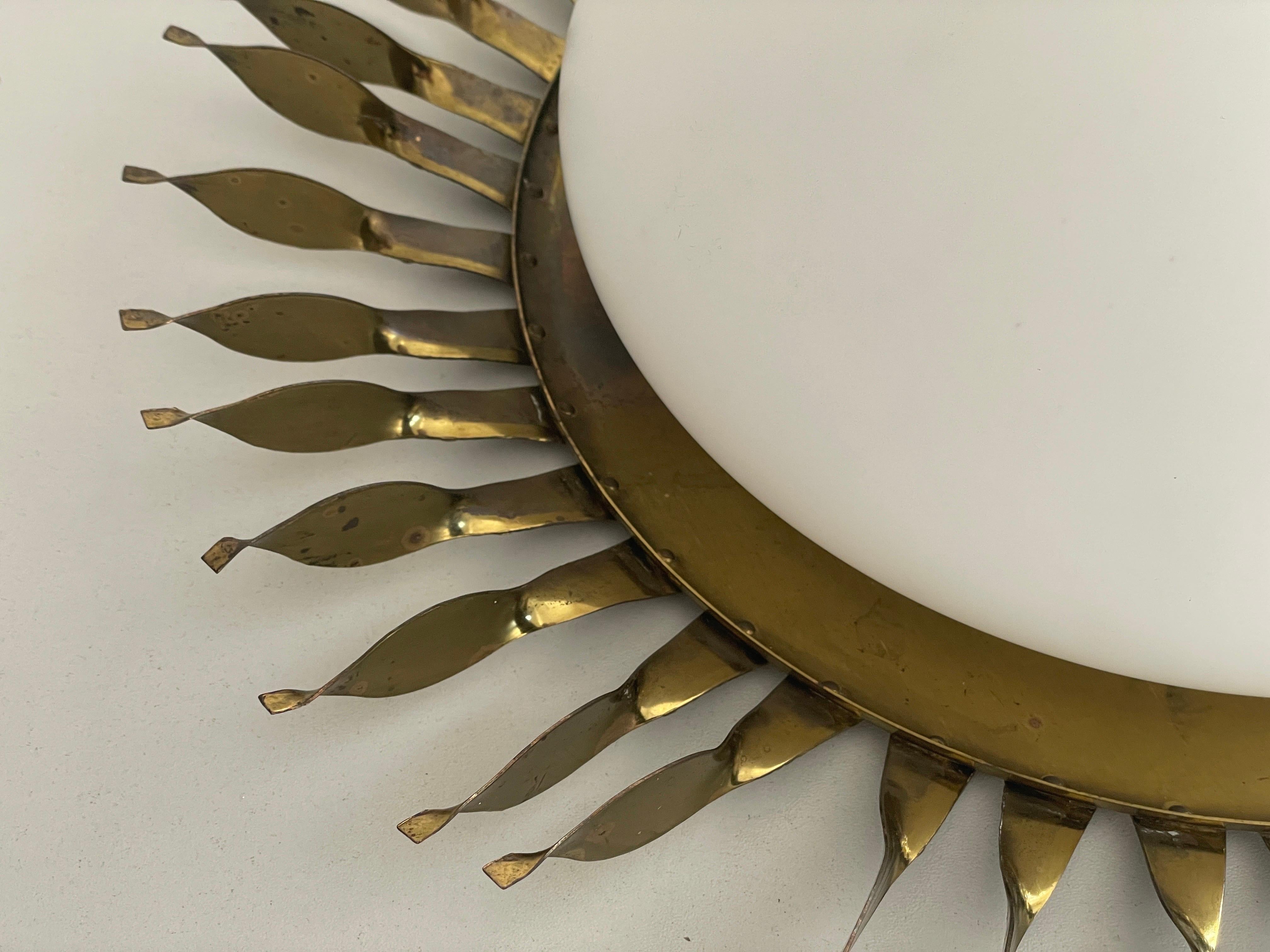 Metal Mid-century Sunshine Design Opaline Glass Flush Mount Light, 1960s, Germany