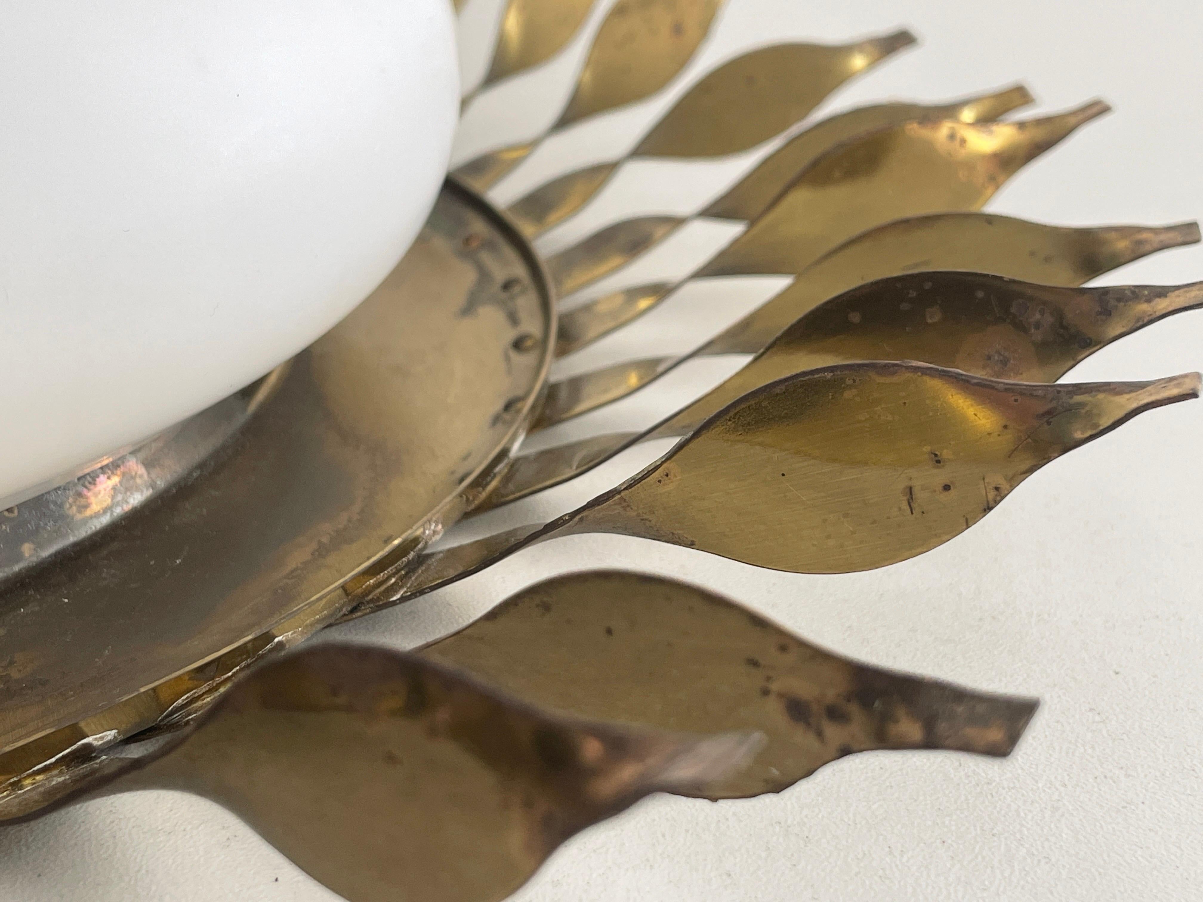 Mid-century Sunshine Design Opaline Glass Flush Mount Light, 1960s, Germany 1