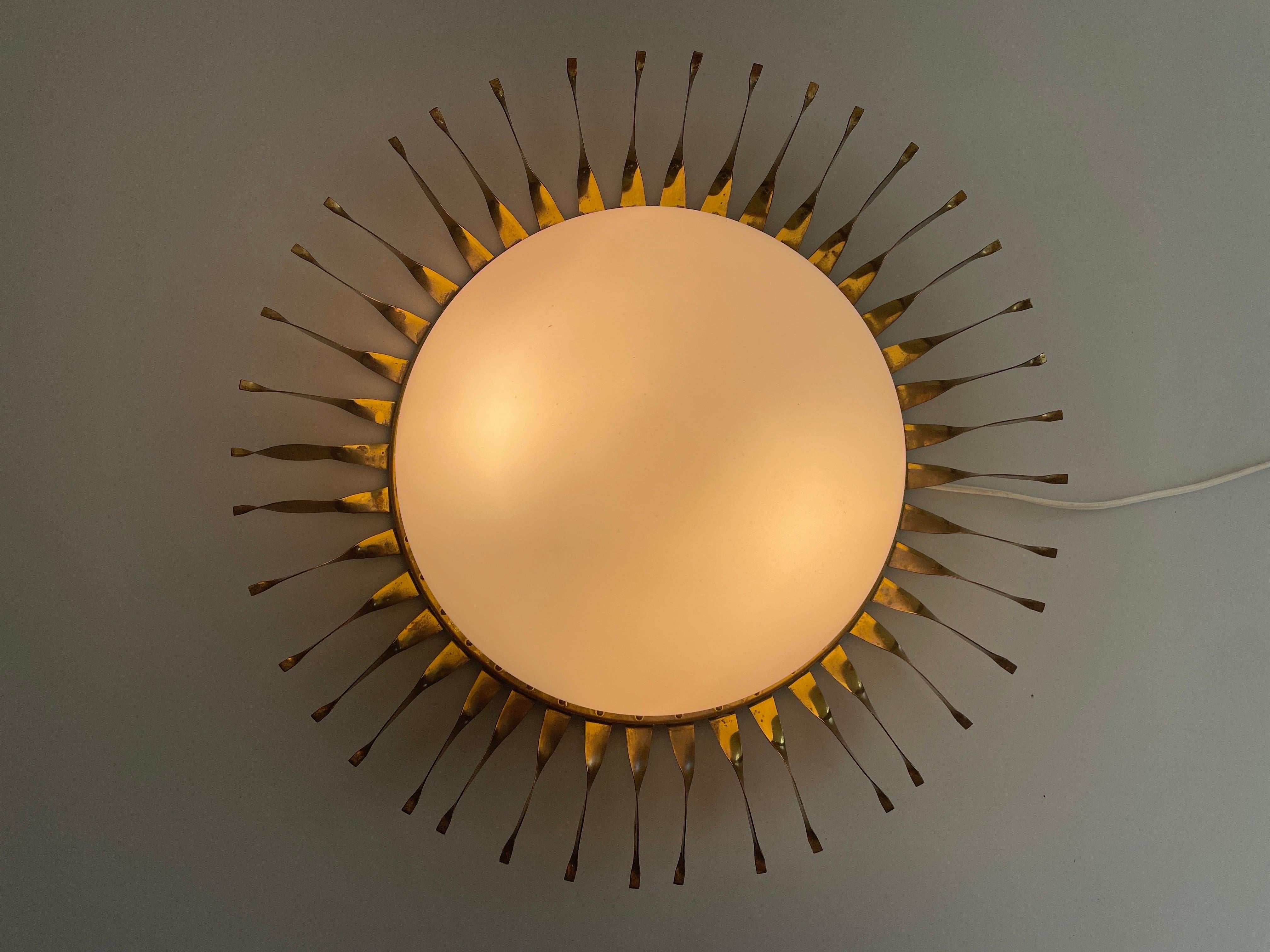 Mid-century Sunshine Design Opaline Glass Flush Mount Light, 1960s, Germany For Sale 2