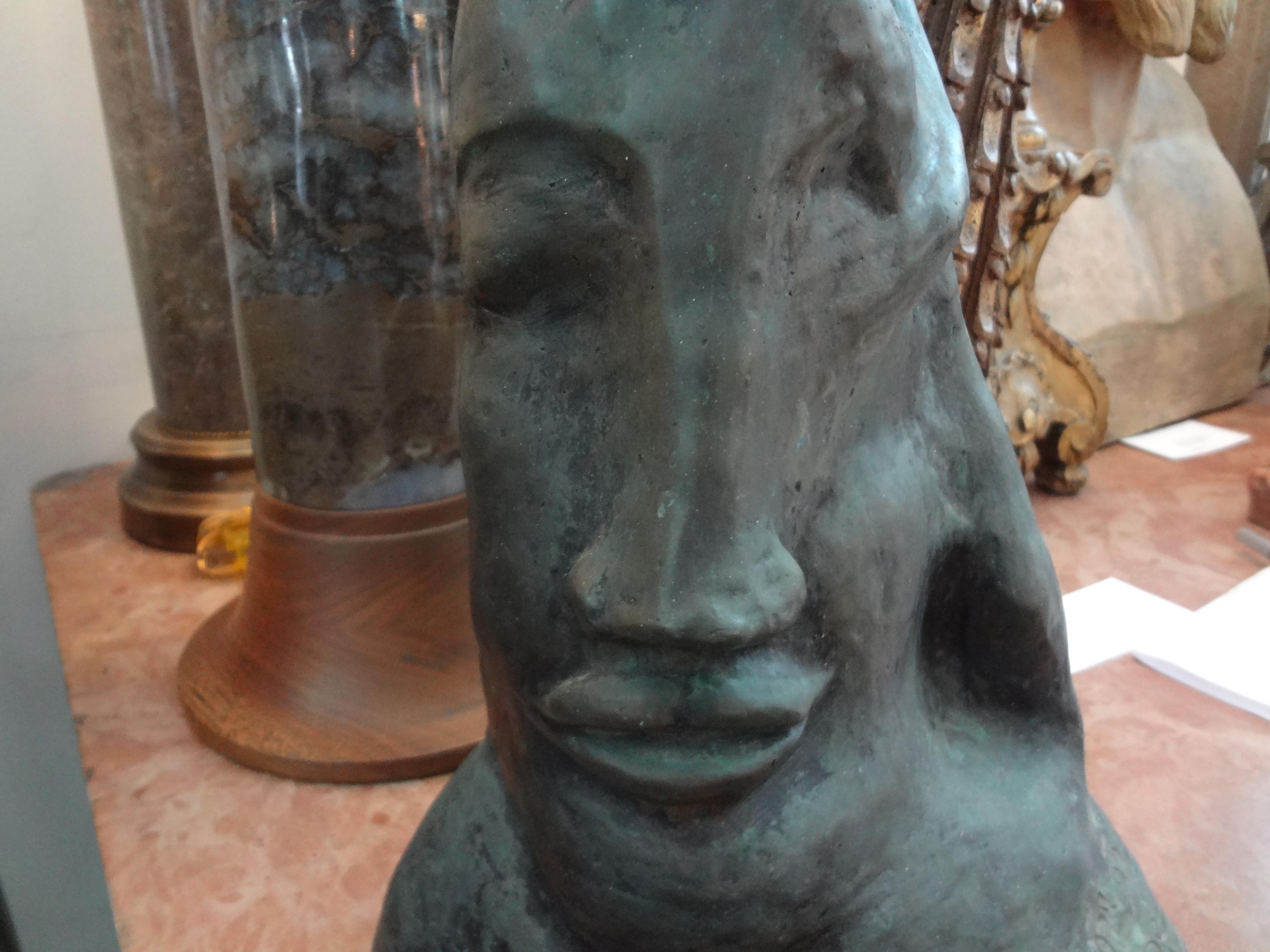 Mid-Century Modern Midcentury Surrealist Bronze Bust after Salvador Dali