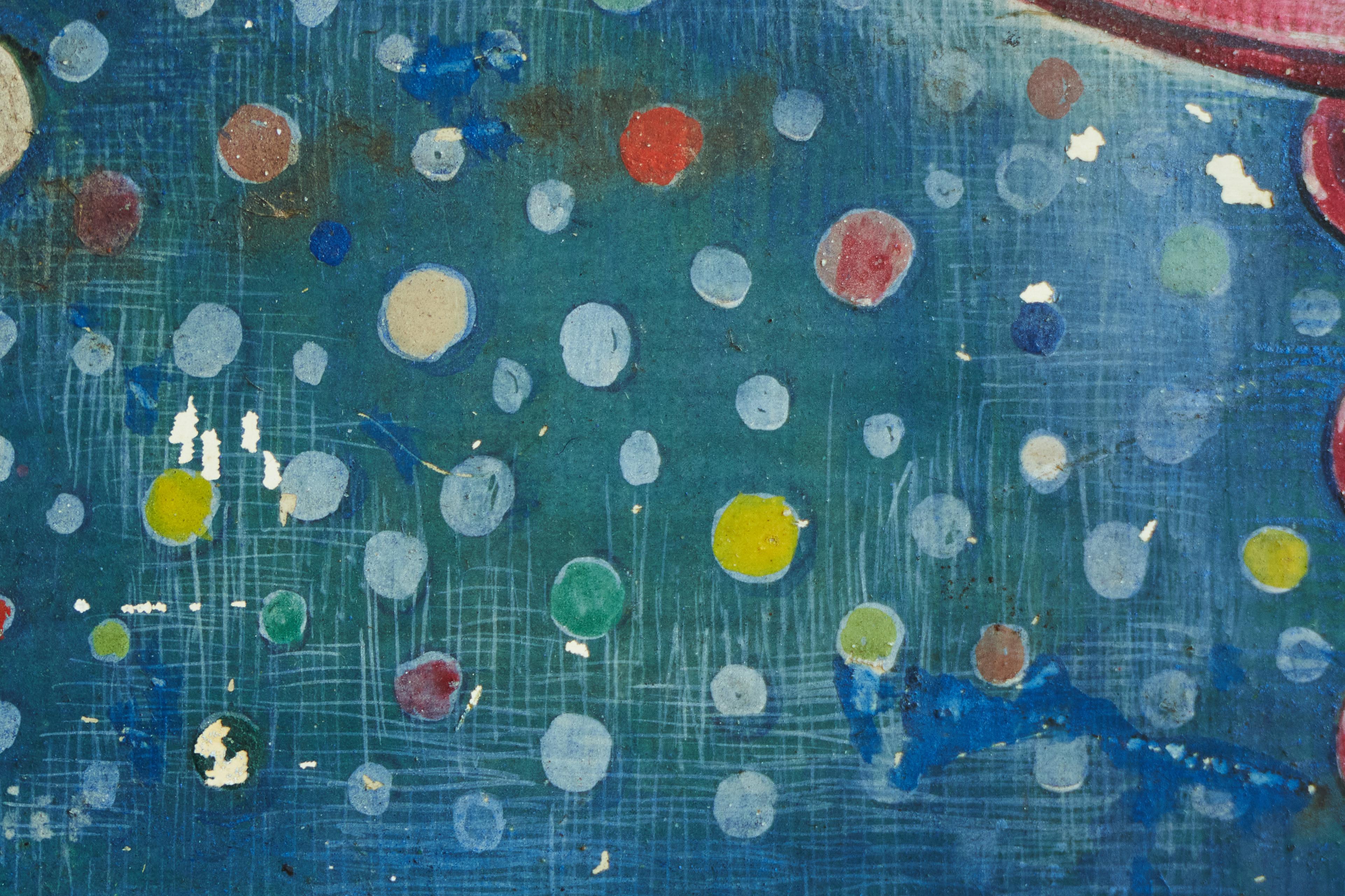 20th Century Mid Century Surrealist Hand Painted Art Panel Folk or Fairground Art 1960s For Sale
