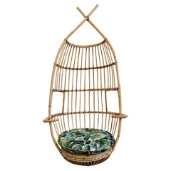 Mid Century Suspended Bamboo Egg Chair designed by Fratelli Castano, Italy 1950s