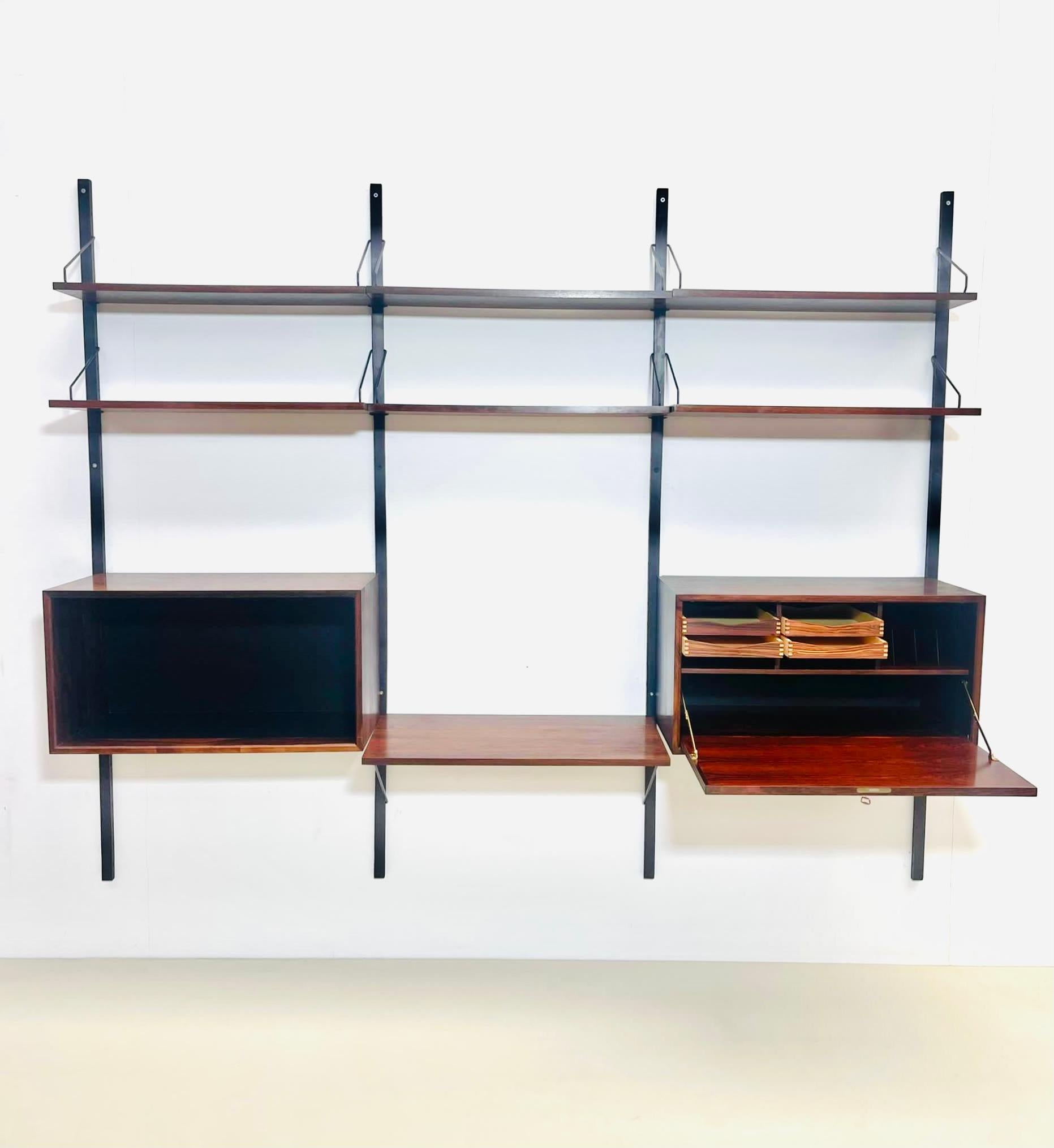 Mid-Century Suspended Wooden Wall Unit by Poul Cadovius - Denmark 1960s For Sale 5