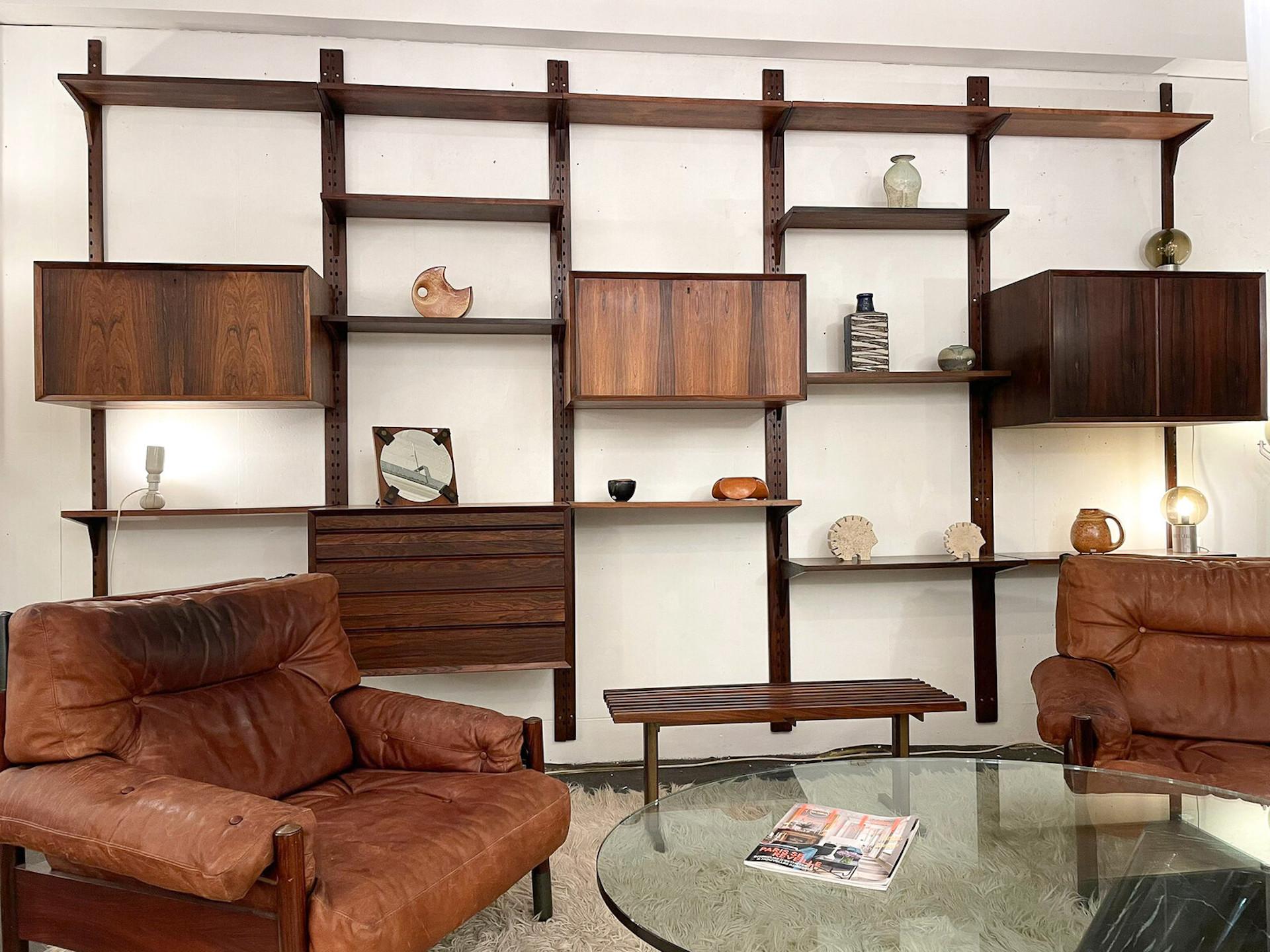 Mid-Century Suspended Wooden Wall Unit by Poul Cadovius, Denmark, 1960s For Sale 5