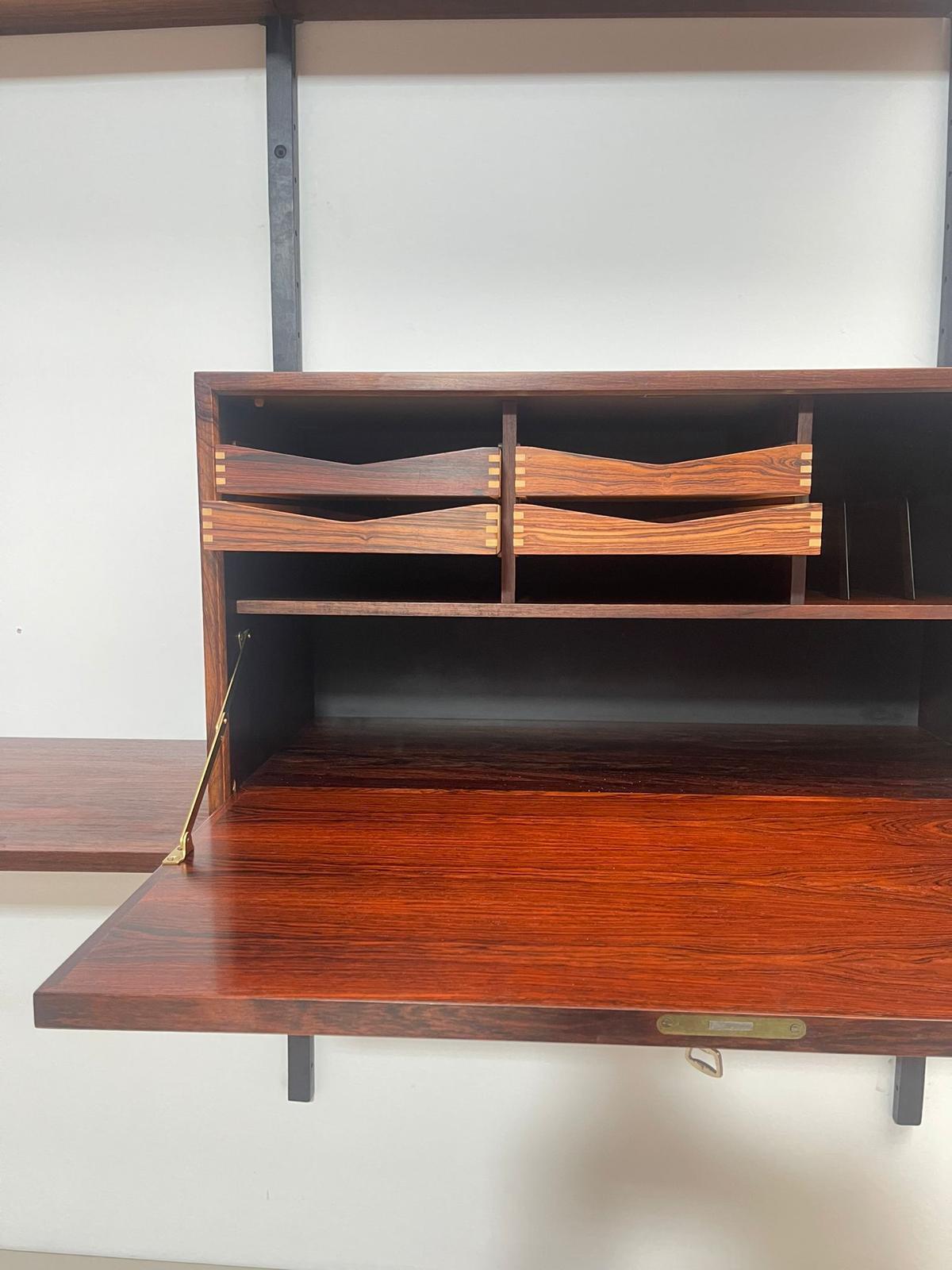 Mid-Century Suspended Wooden Wall Unit by Poul Cadovius - Denmark 1960s For Sale 1