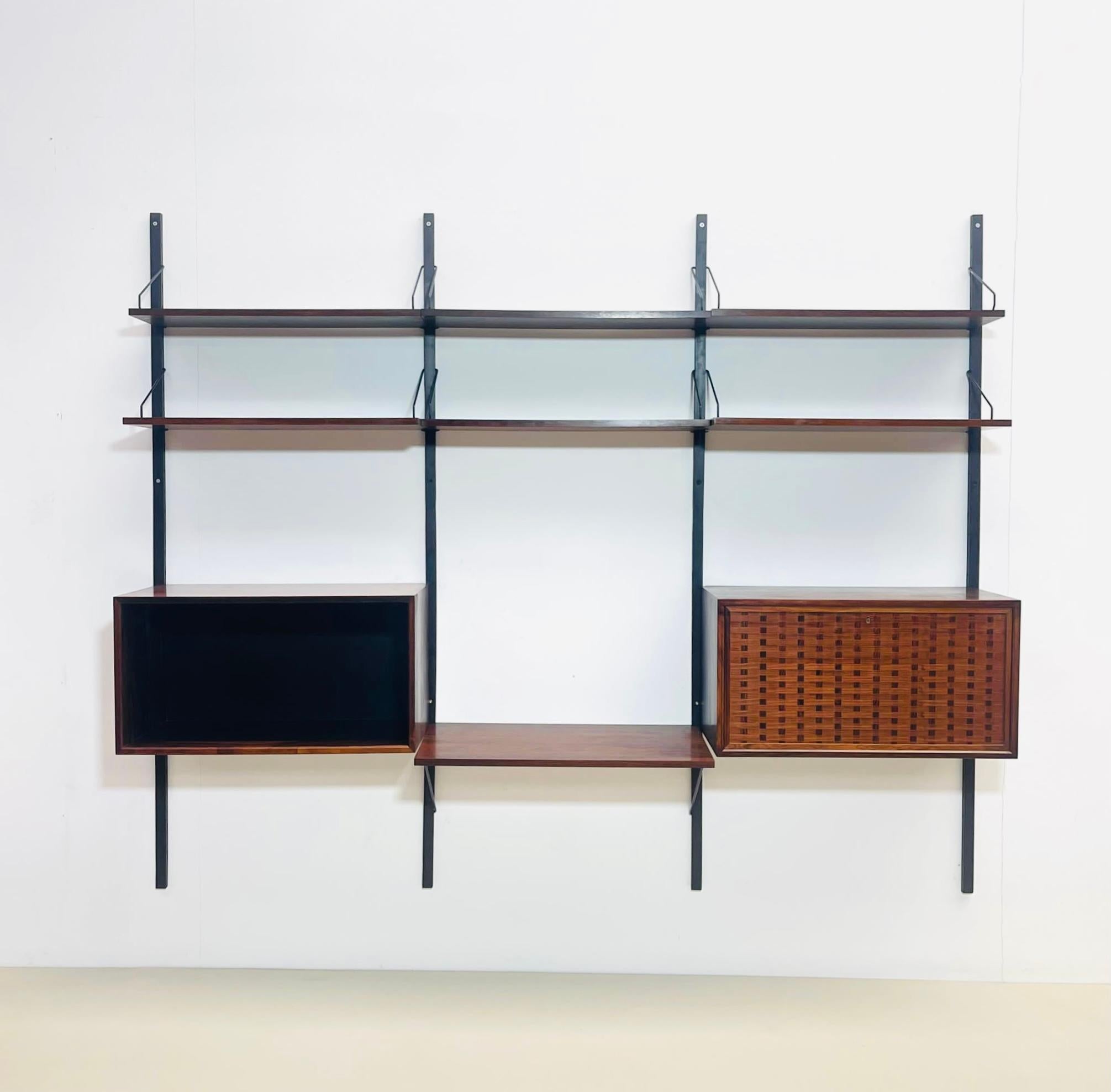 Mid-Century Suspended Wooden Wall Unit by Poul Cadovius - Denmark 1960s For Sale 2