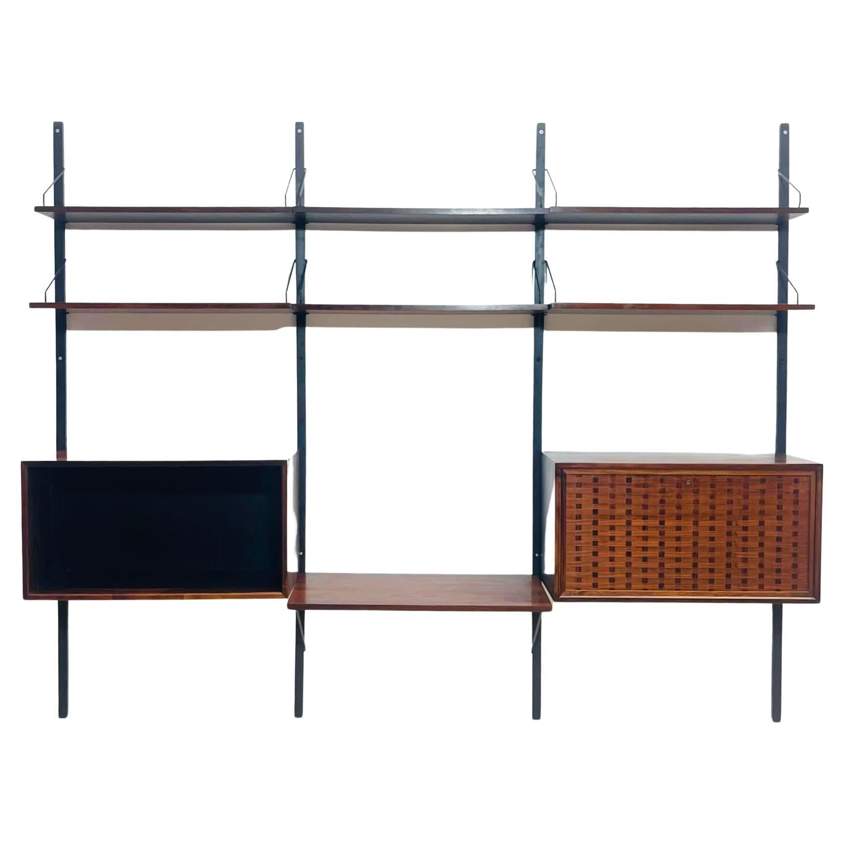 Mid-Century Suspended Wooden Wall Unit by Poul Cadovius - Denmark 1960s For Sale