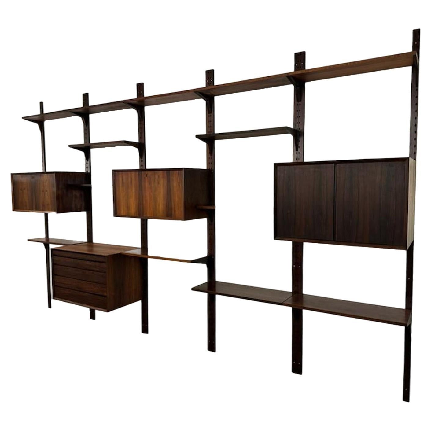 Mid-Century Suspended Wooden Wall Unit by Poul Cadovius, Denmark, 1960s For Sale